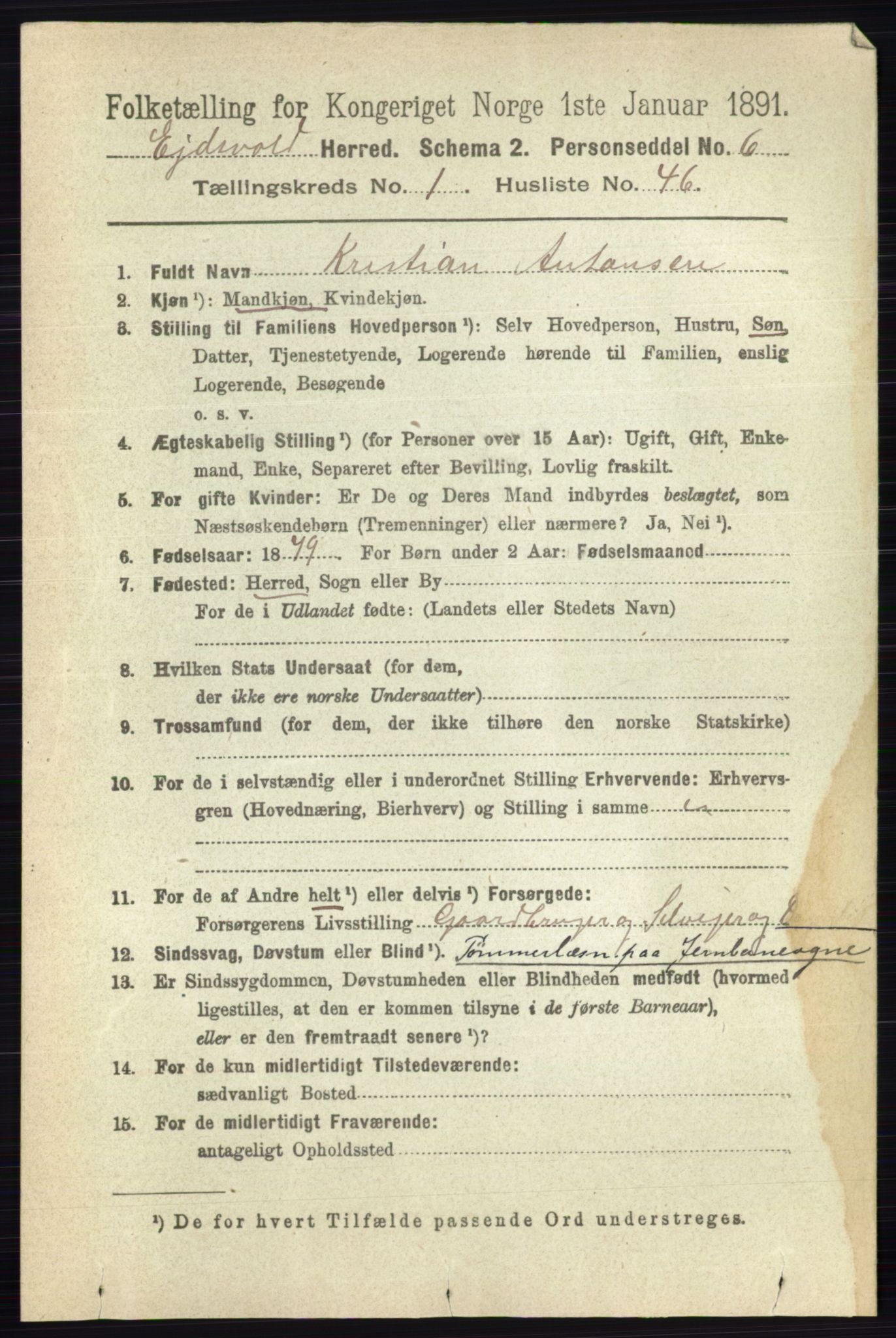 RA, 1891 census for 0237 Eidsvoll, 1891, p. 503