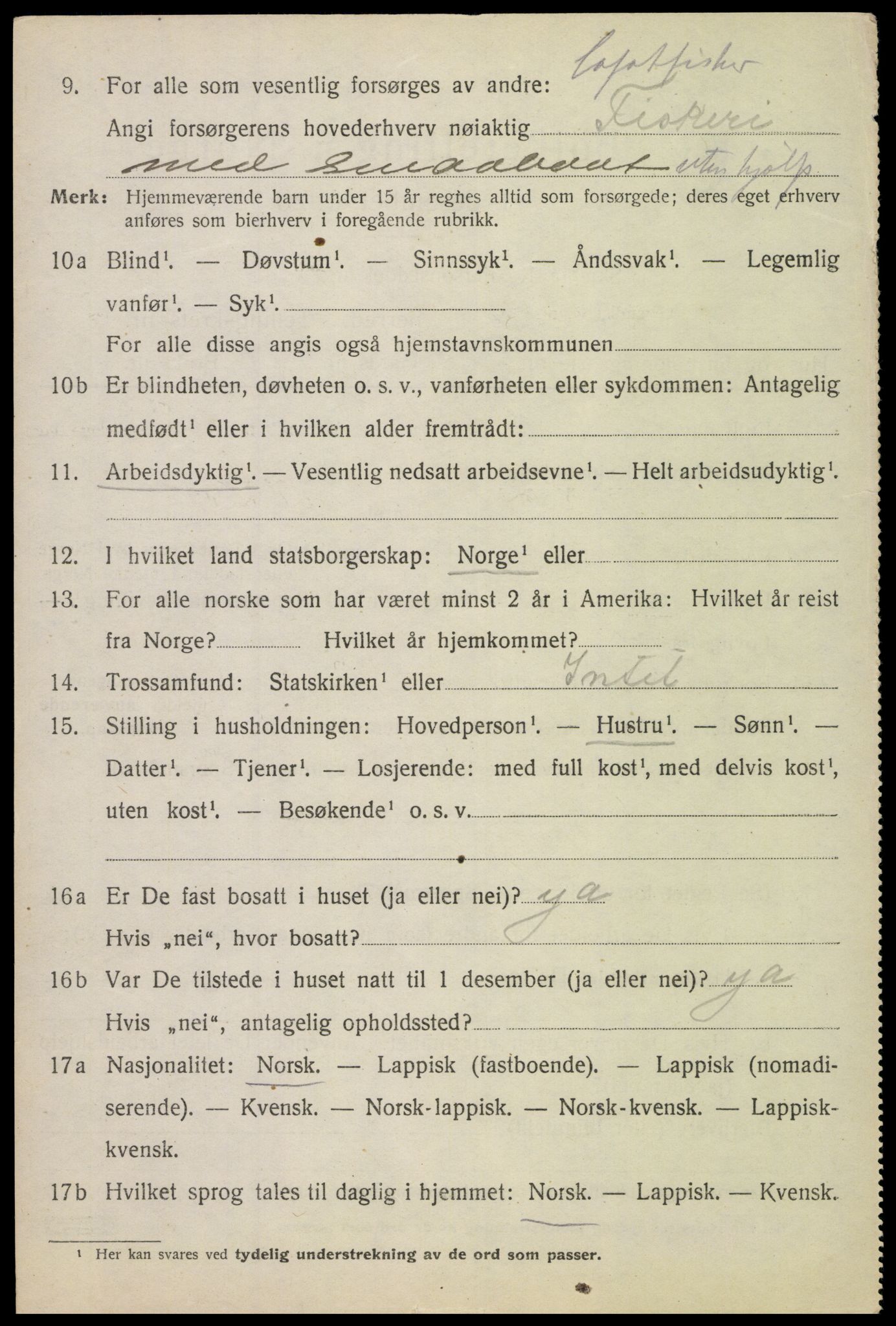 SAT, 1920 census for Hadsel, 1920, p. 5057