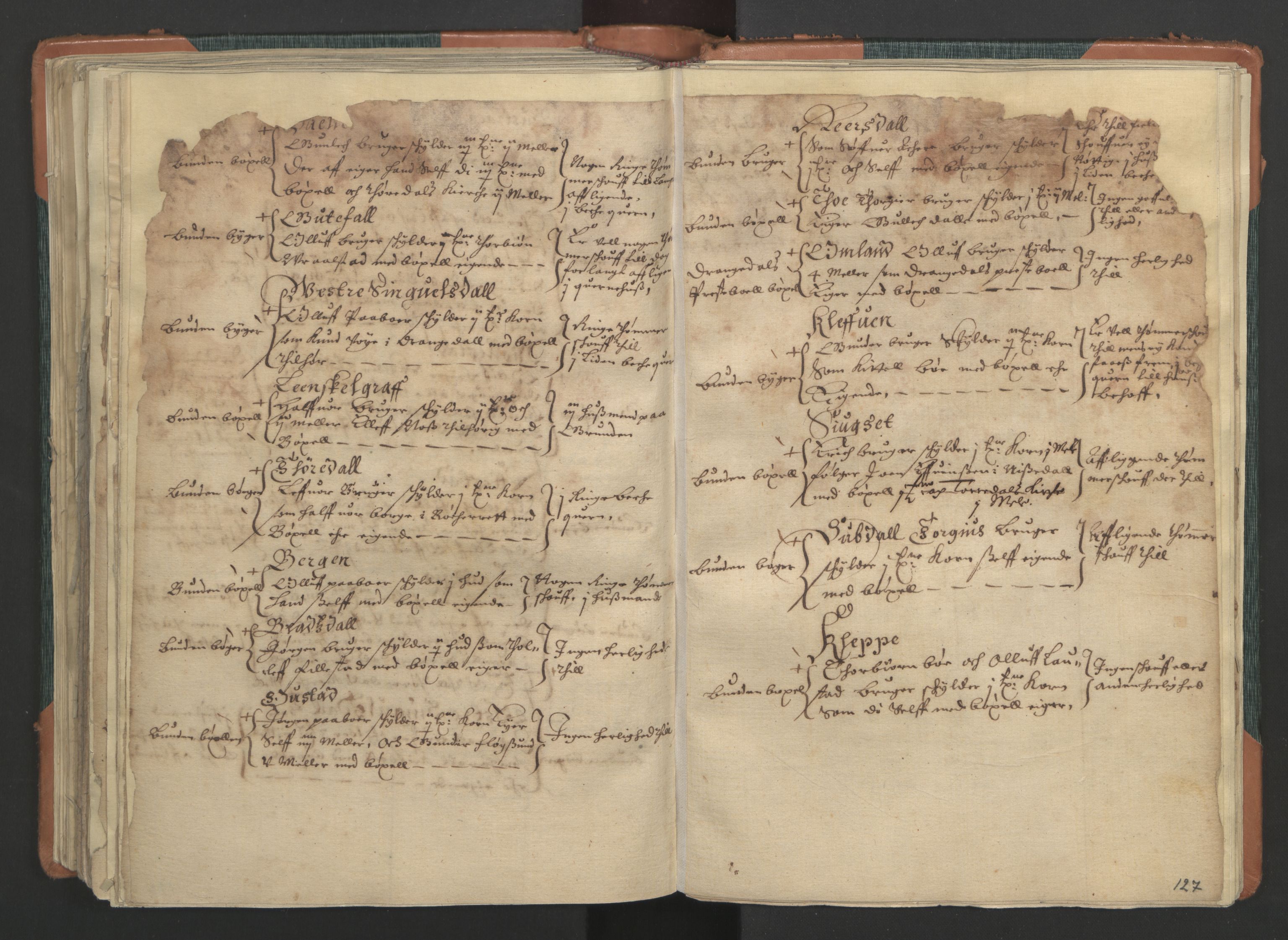 Rentekammeret inntil 1814, Realistisk ordnet avdeling, AV/RA-EA-4070/L/L0017: Skien lagdømme. Alminnelig jordebok for Telemark, Bamble og Numedal, 1661, p. 126b-127a