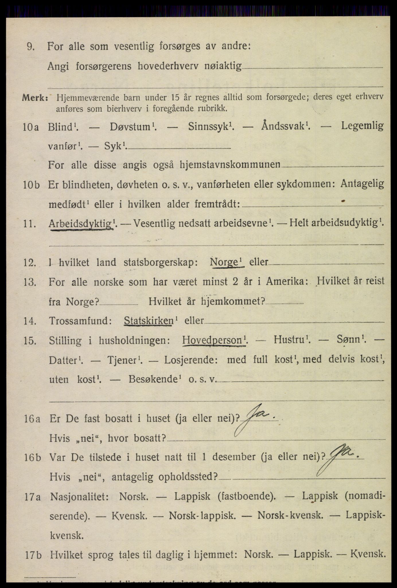 SAT, 1920 census for Grong, 1920, p. 1240