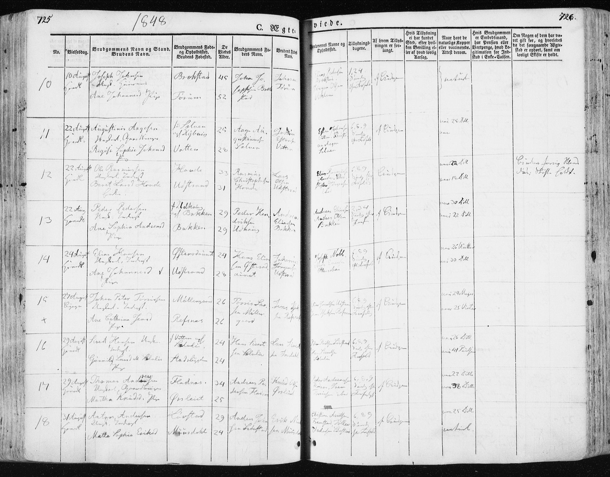 Ministerialprotokoller, klokkerbøker og fødselsregistre - Sør-Trøndelag, SAT/A-1456/659/L0736: Parish register (official) no. 659A06, 1842-1856, p. 725-726