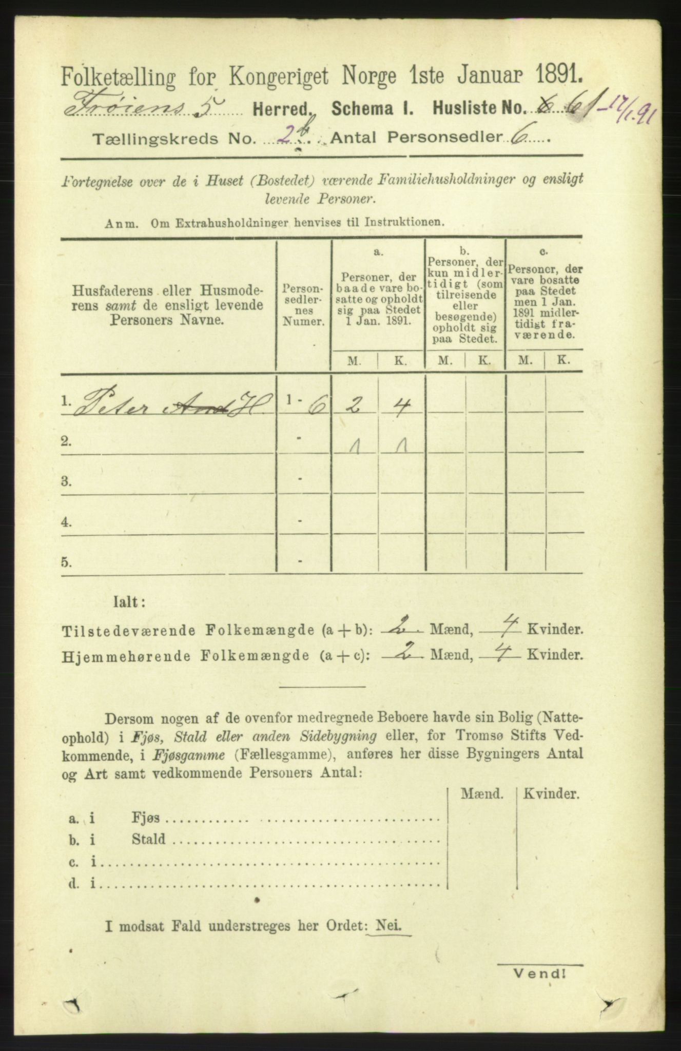 RA, 1891 census for 1619 Frøya, 1891, p. 1392