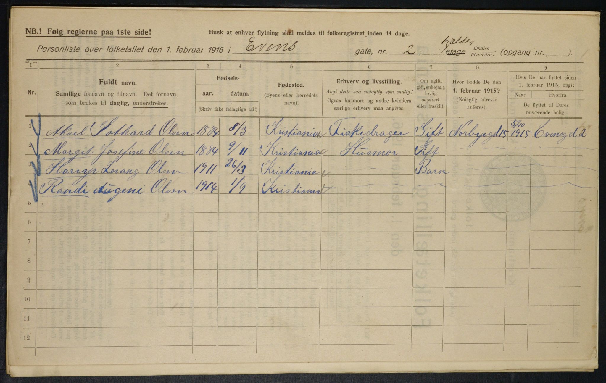 OBA, Municipal Census 1916 for Kristiania, 1916, p. 23248