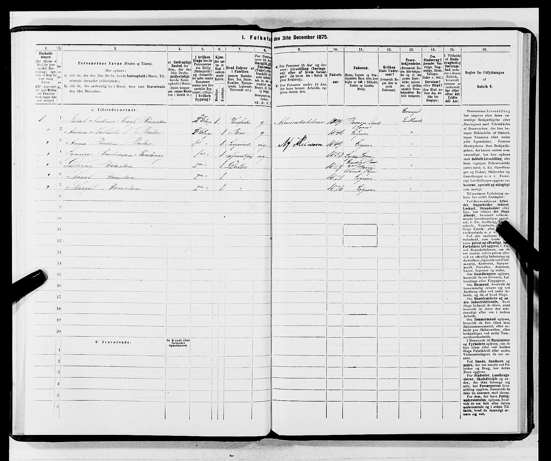 SAB, 1875 census for 1301 Bergen, 1875, p. 3005