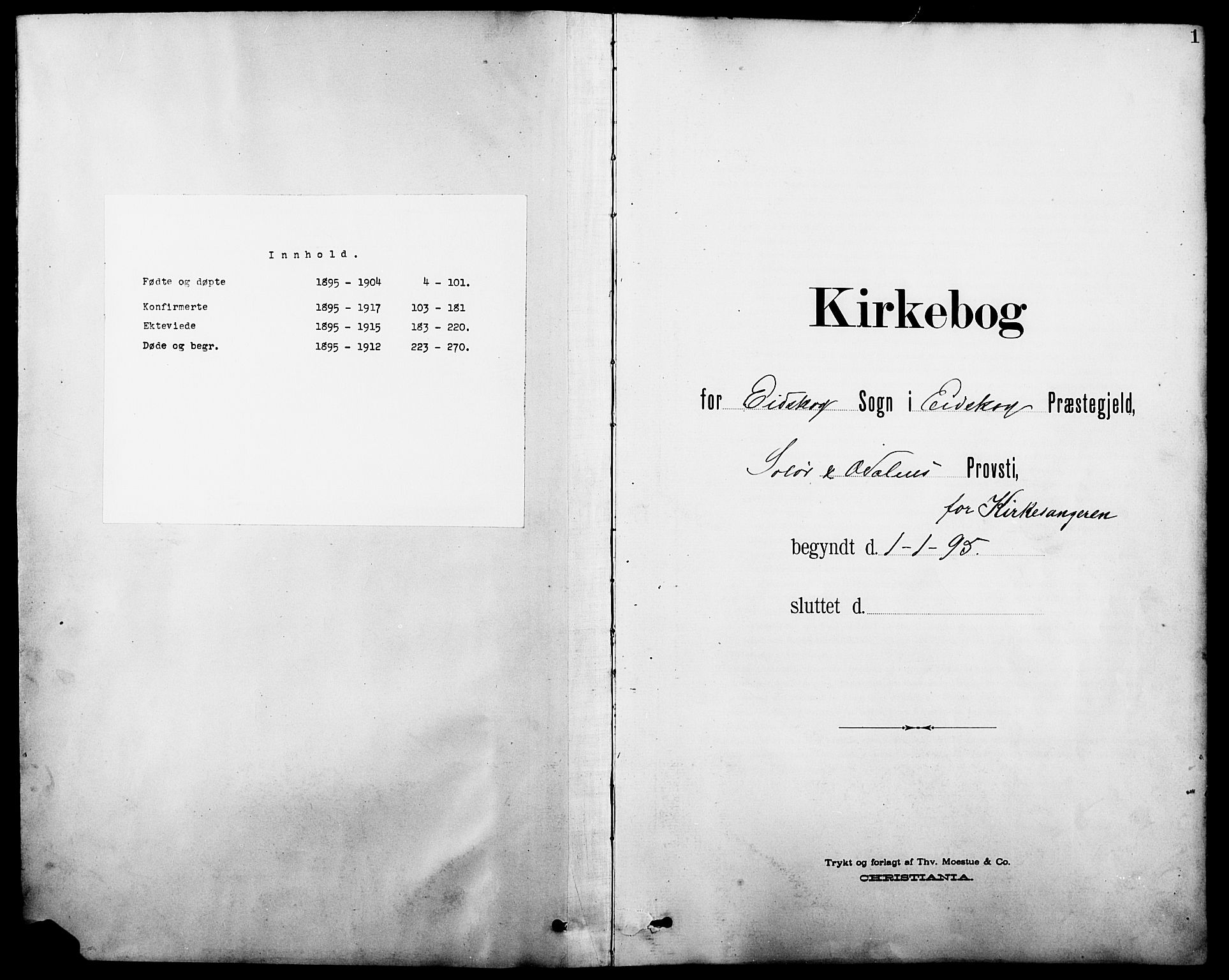 Eidskog prestekontor, SAH/PREST-026/H/Ha/Hab/L0001: Parish register (copy) no. 1, 1895-1917, p. 1