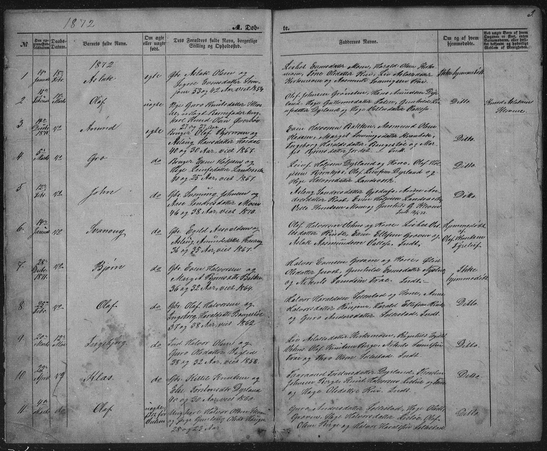 Seljord kirkebøker, AV/SAKO-A-20/G/Gc/L0002: Parish register (copy) no. III 2, 1872-1886, p. 3
