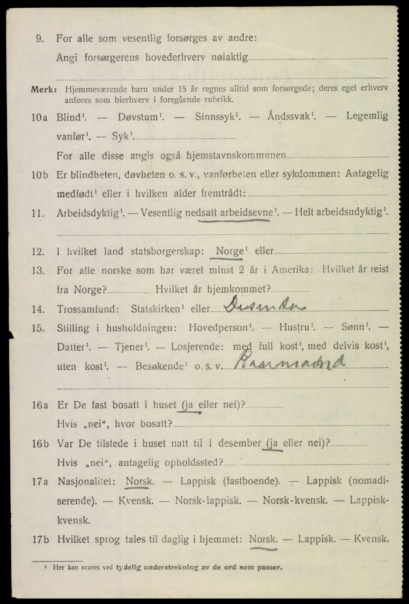 SAT, 1920 census for Hadsel, 1920, p. 9967