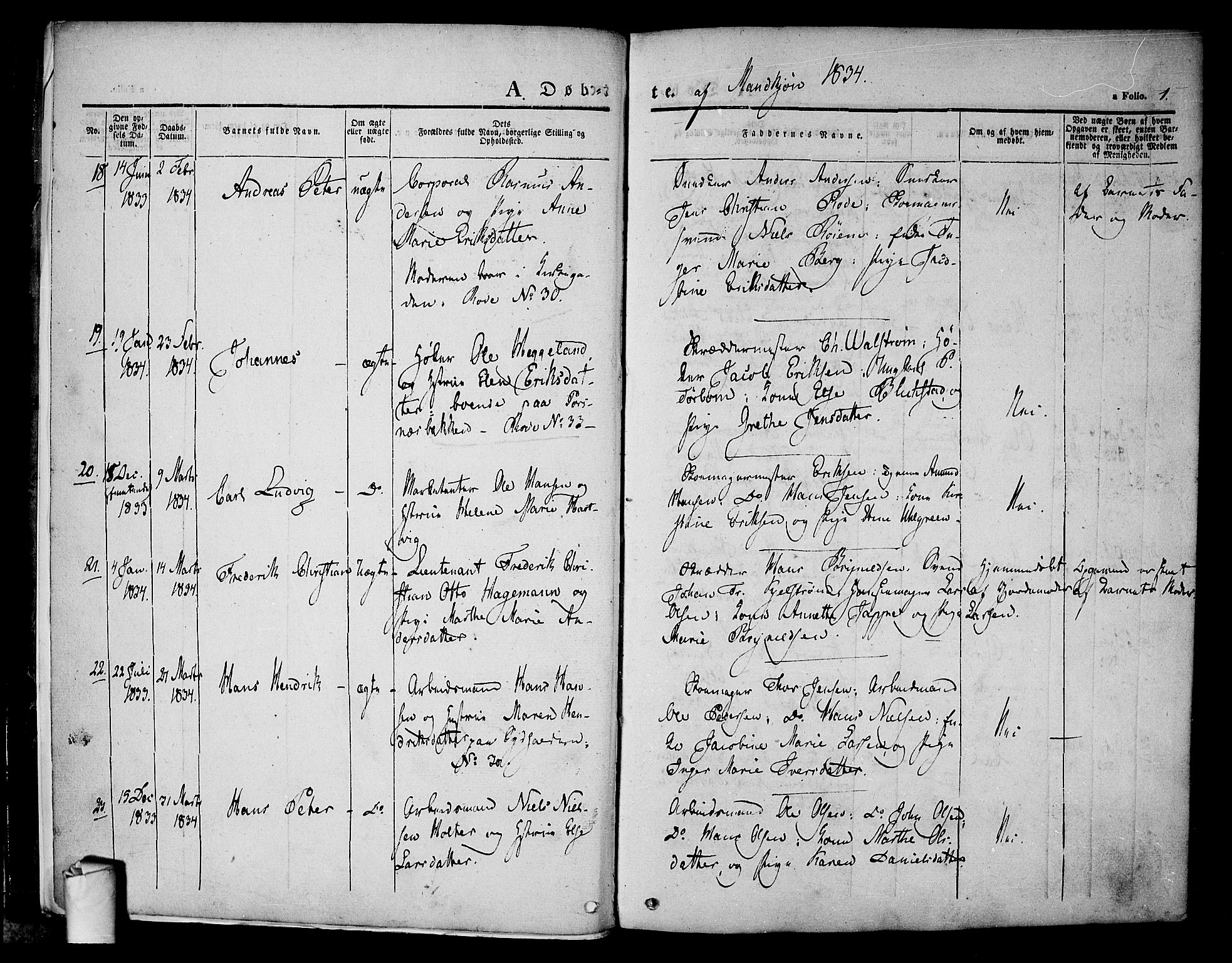 Halden prestekontor Kirkebøker, SAO/A-10909/F/Fa/L0005: Parish register (official) no. I 5, 1834-1845, p. 1