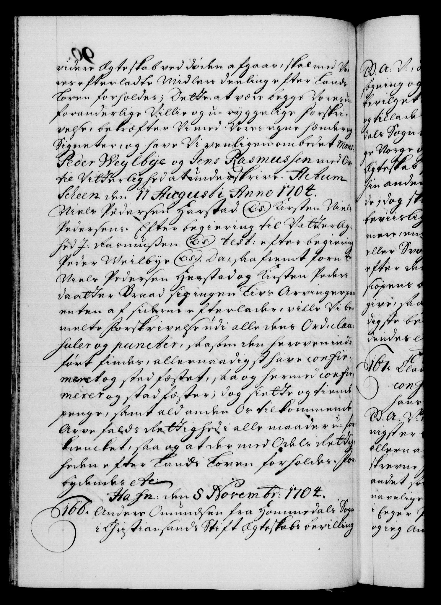 Danske Kanselli 1572-1799, AV/RA-EA-3023/F/Fc/Fca/Fcaa/L0019: Norske registre, 1704-1707, p. 90b