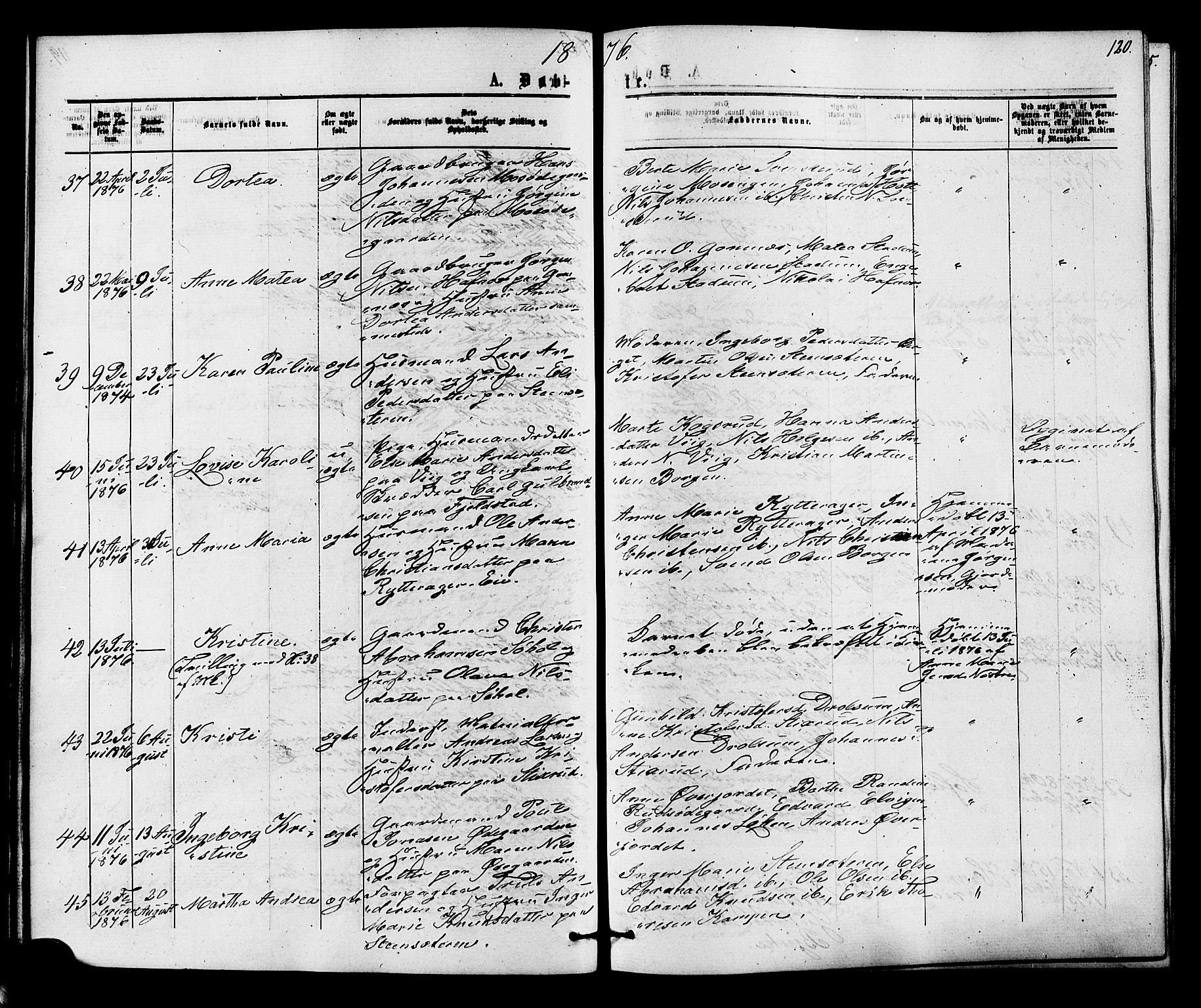 Hole kirkebøker, SAKO/A-228/F/Fa/L0007: Parish register (official) no. I 7, 1873-1877, p. 120