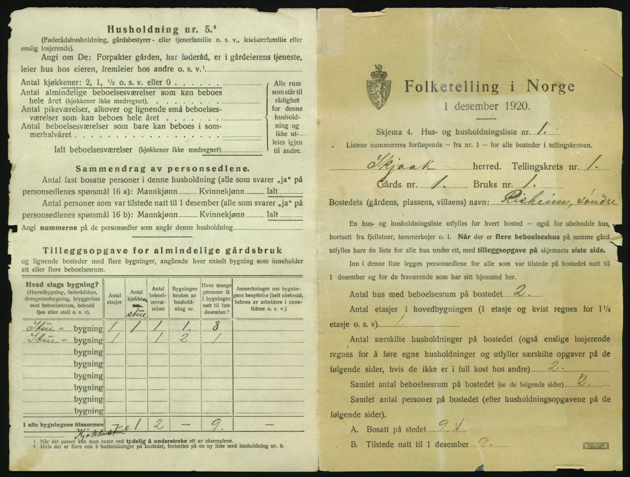 SAH, 1920 census for Skjåk, 1920, p. 46