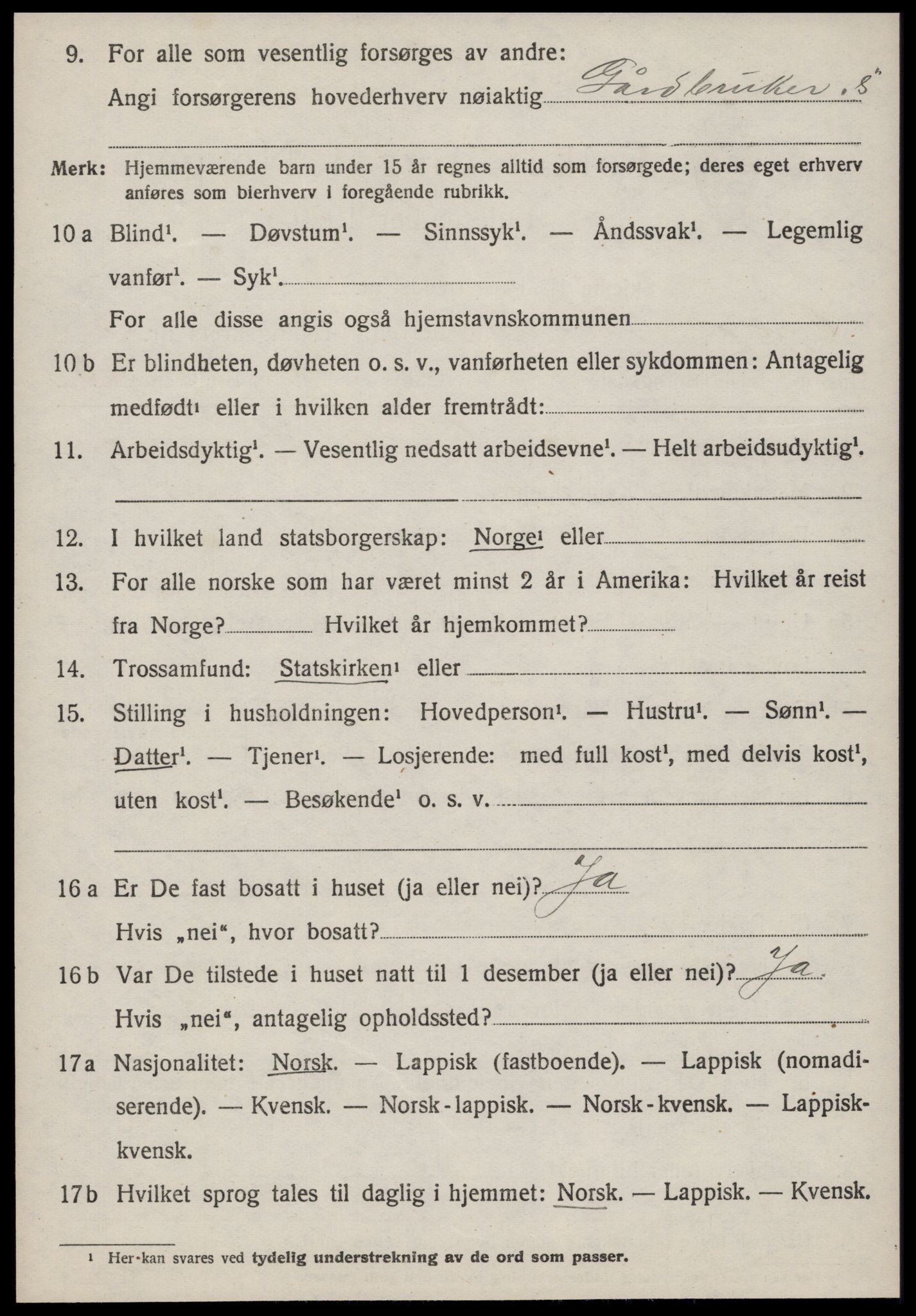 SAT, 1920 census for Oppdal, 1920, p. 5306