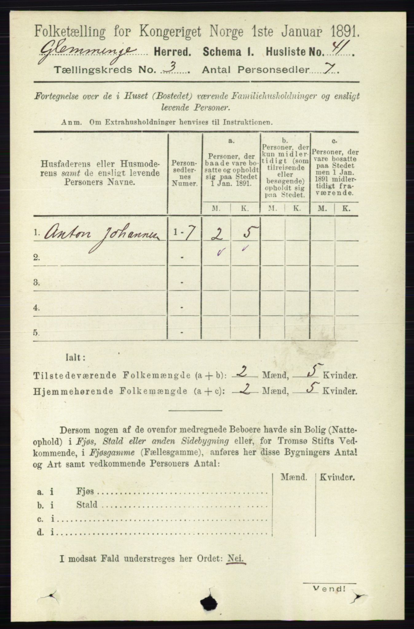 RA, 1891 census for 0132 Glemmen, 1891, p. 1832