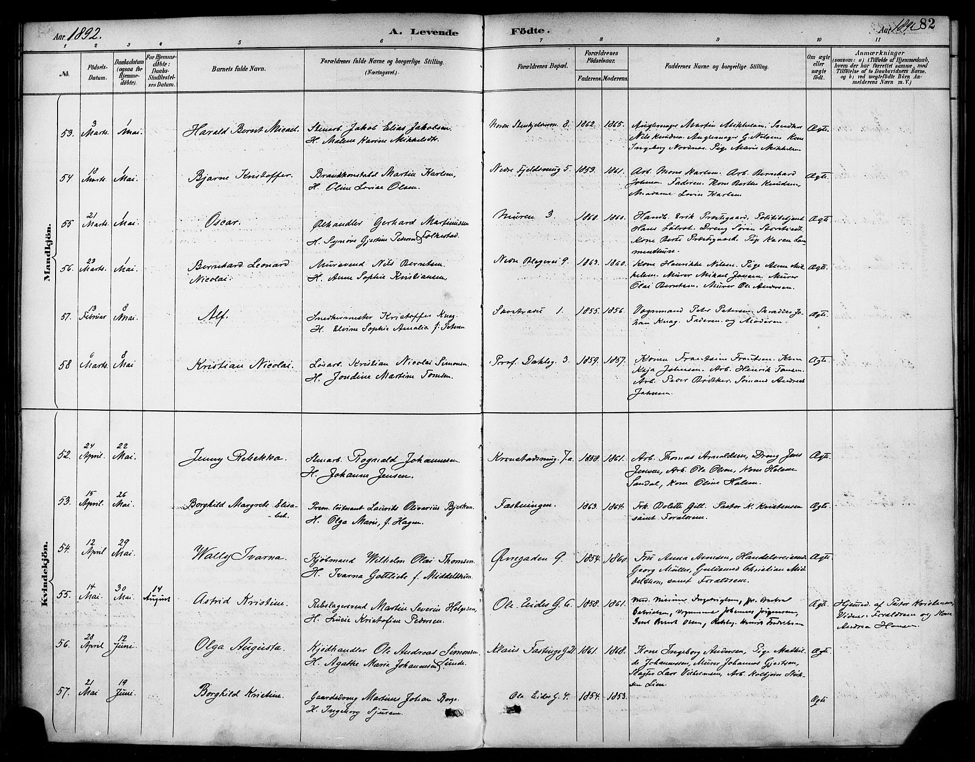 Korskirken sokneprestembete, SAB/A-76101/H/Haa/L0022: Parish register (official) no. B 8, 1889-1899, p. 82