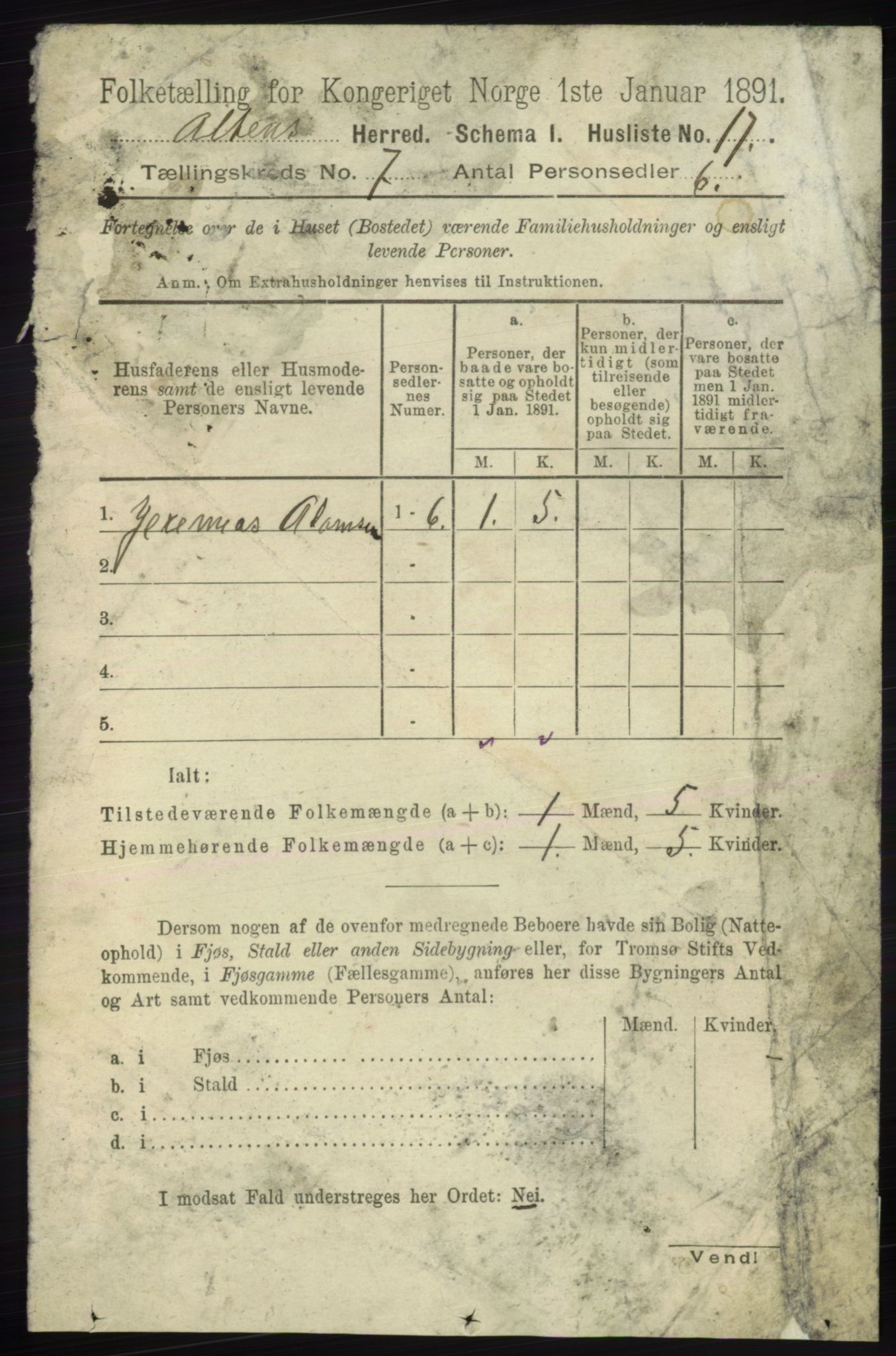 RA, 1891 census for 2012 Alta, 1891, p. 2056