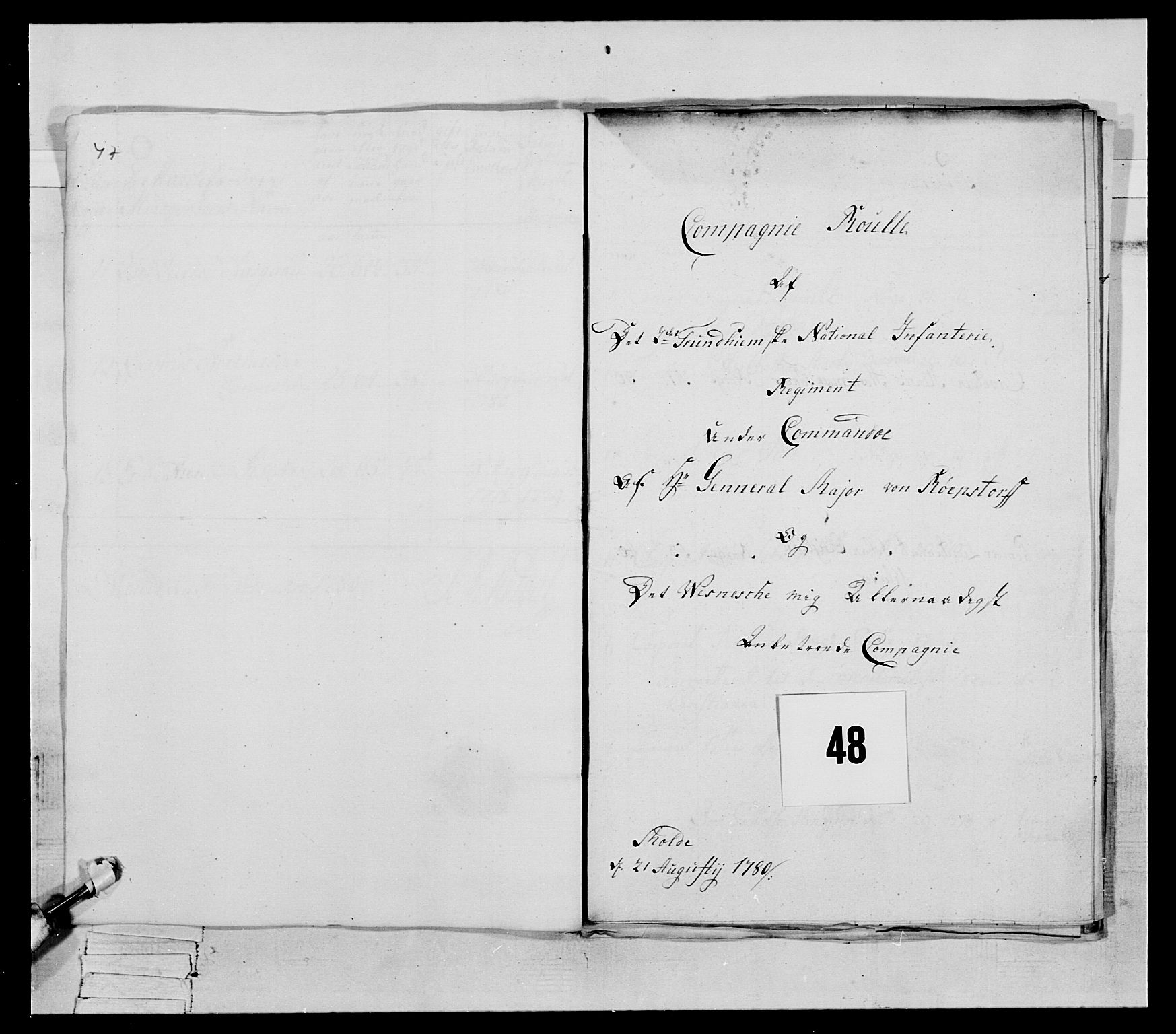 Generalitets- og kommissariatskollegiet, Det kongelige norske kommissariatskollegium, RA/EA-5420/E/Eh/L0078: 2. Trondheimske nasjonale infanteriregiment, 1779-1780, p. 274