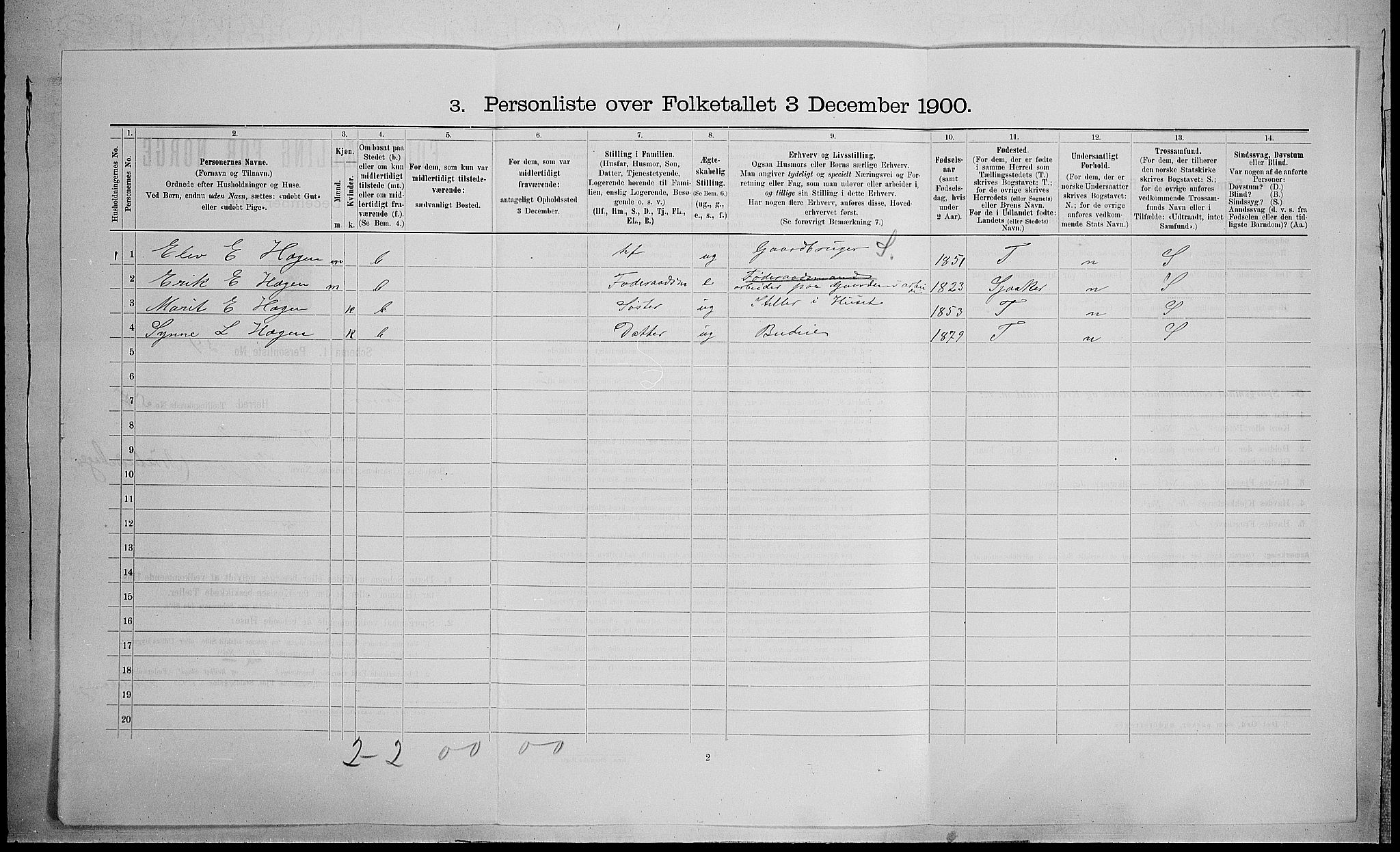 SAH, 1900 census for Lom, 1900, p. 541