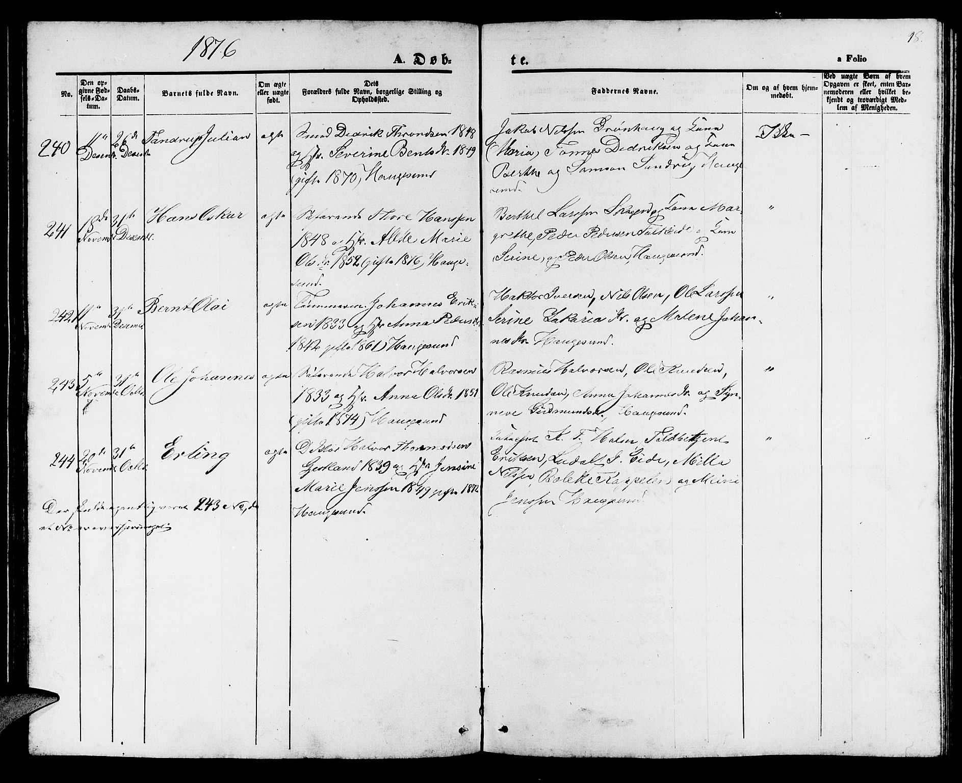 Haugesund sokneprestkontor, AV/SAST-A -101863/H/Ha/Hab/L0001: Parish register (copy) no. B 1, 1873-1881, p. 98