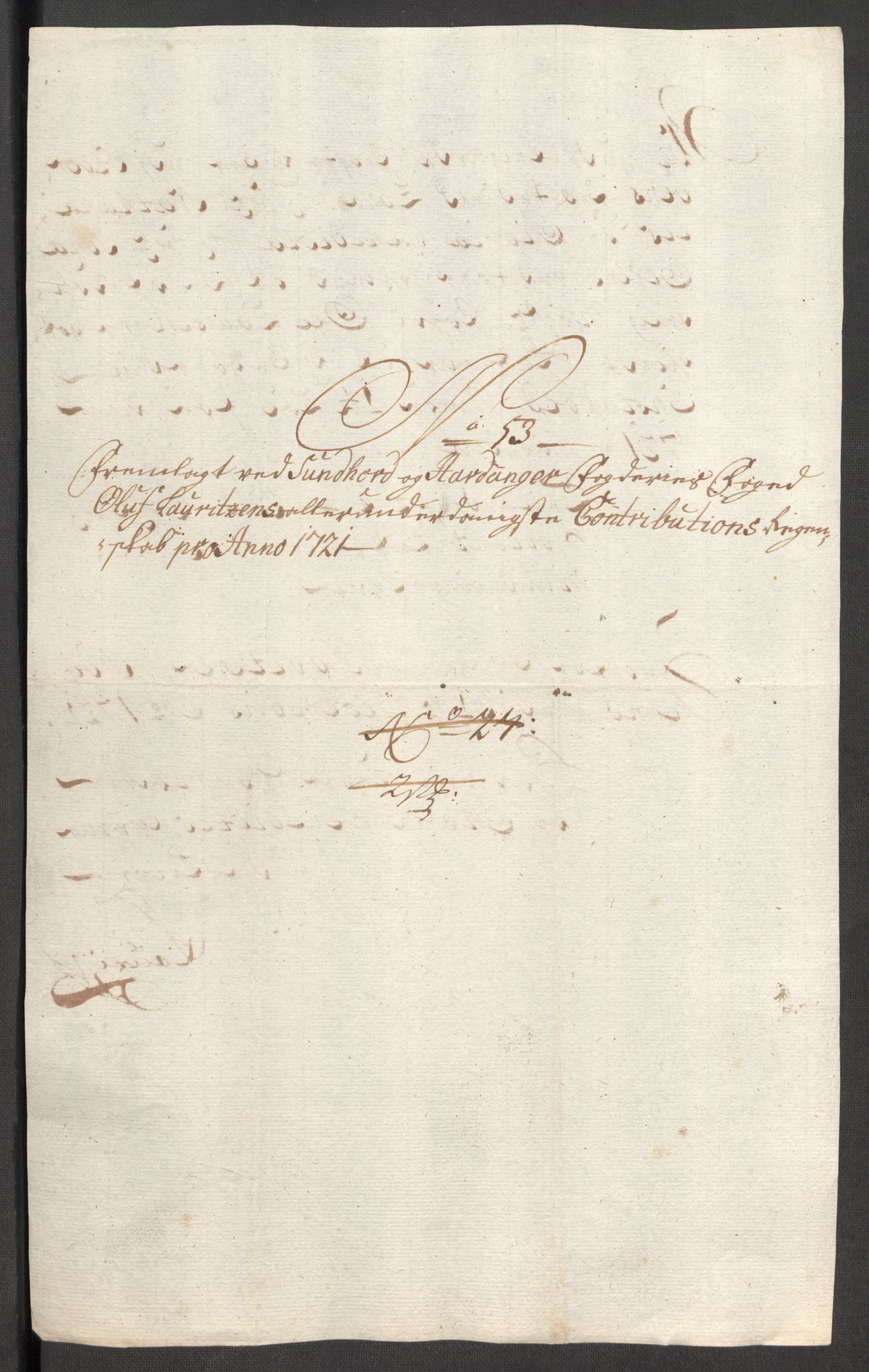 Rentekammeret inntil 1814, Reviderte regnskaper, Fogderegnskap, AV/RA-EA-4092/R48/L3000: Fogderegnskap Sunnhordland og Hardanger, 1721, p. 322