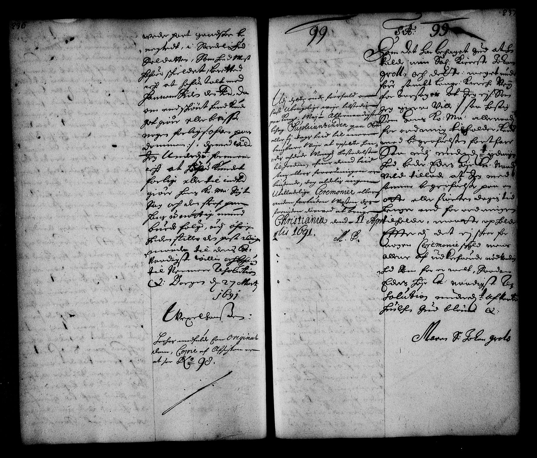 Stattholderembetet 1572-1771, AV/RA-EA-2870/Ae/L0008: Supplikasjons- og resolusjonsprotokoll, 1691, p. 236-237