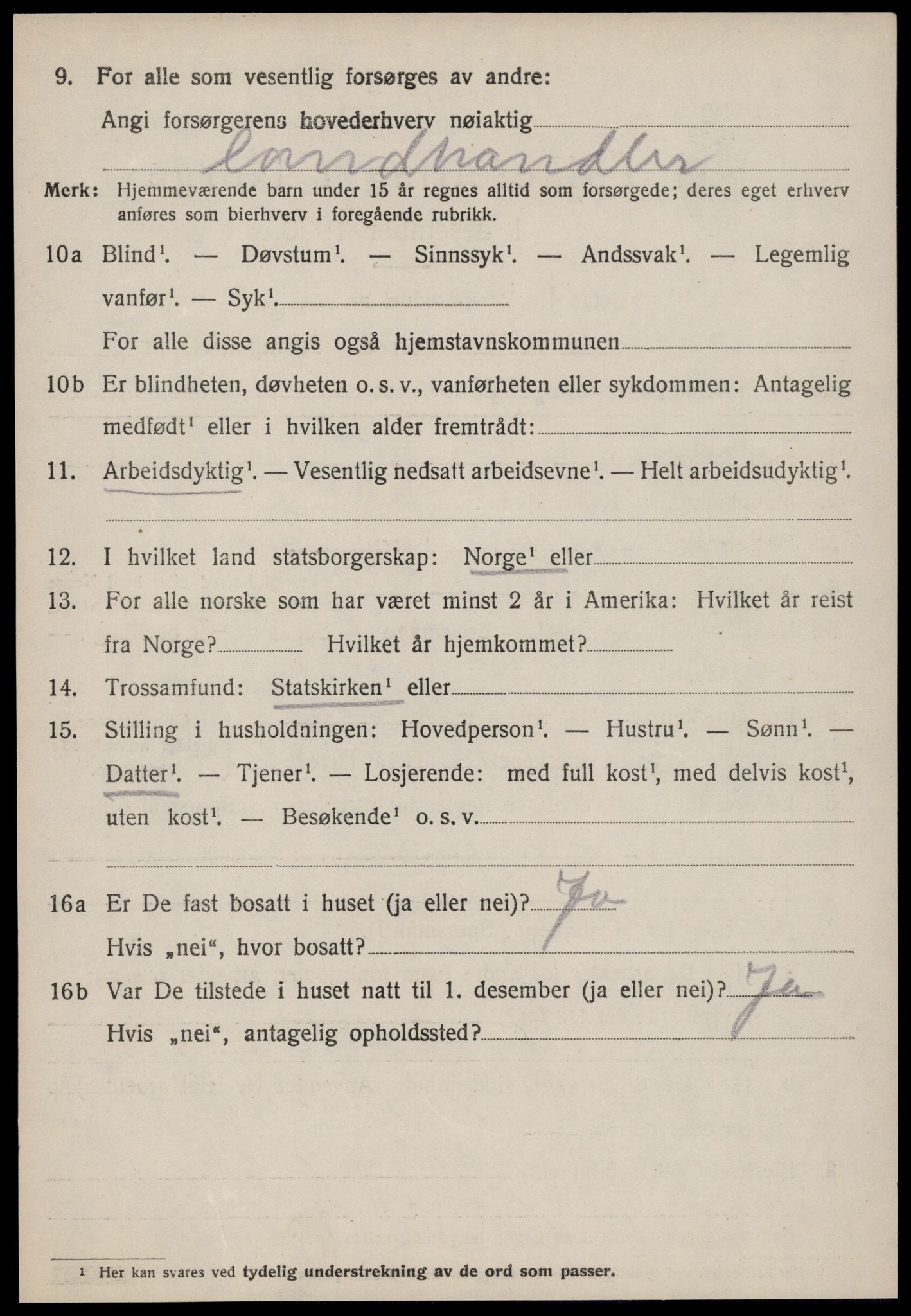 SAT, 1920 census for Vatne, 1920, p. 2419