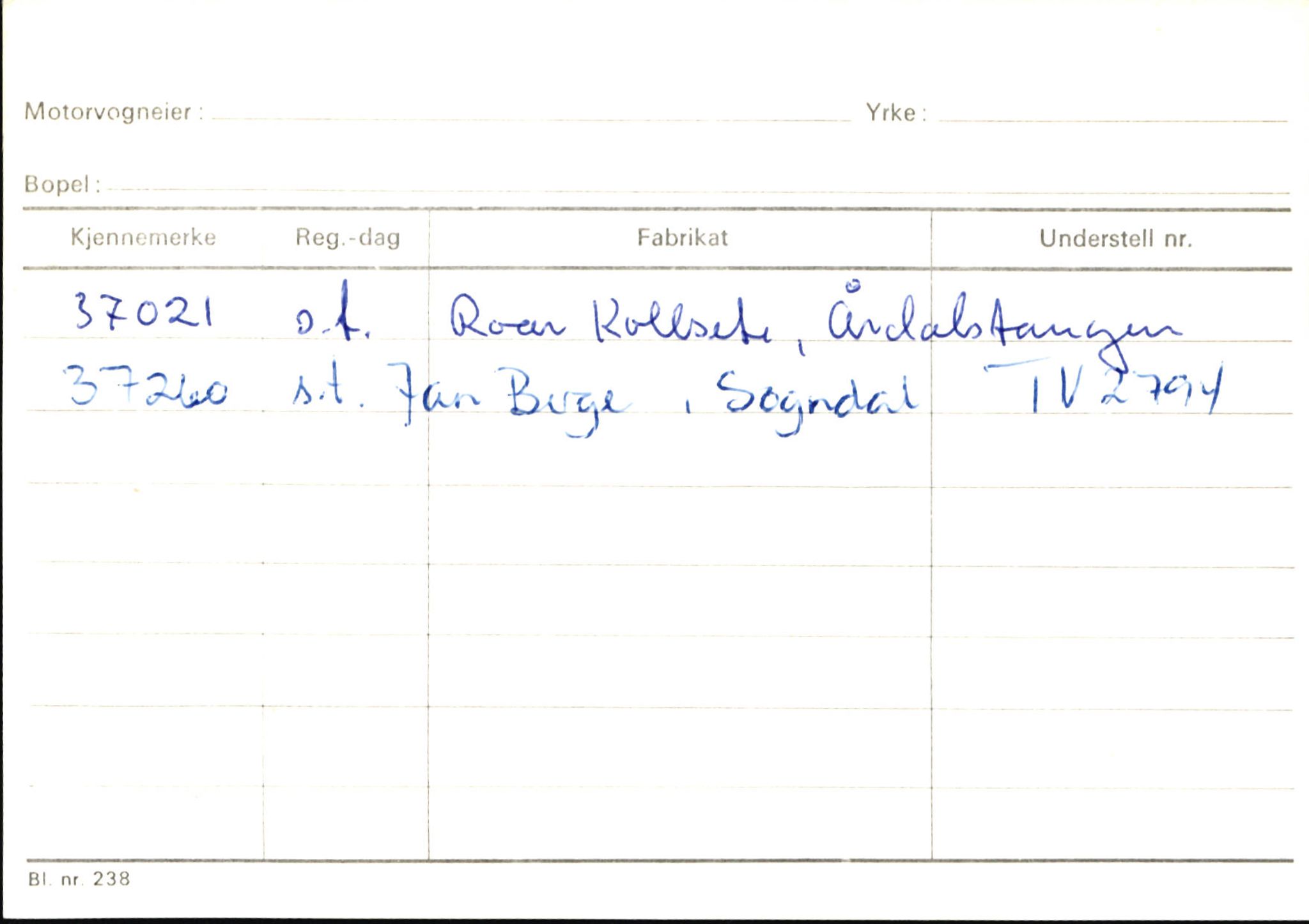 Statens vegvesen, Sogn og Fjordane vegkontor, AV/SAB-A-5301/4/F/L0145: Registerkort Vågsøy S-Å. Årdal I-P, 1945-1975, p. 1372