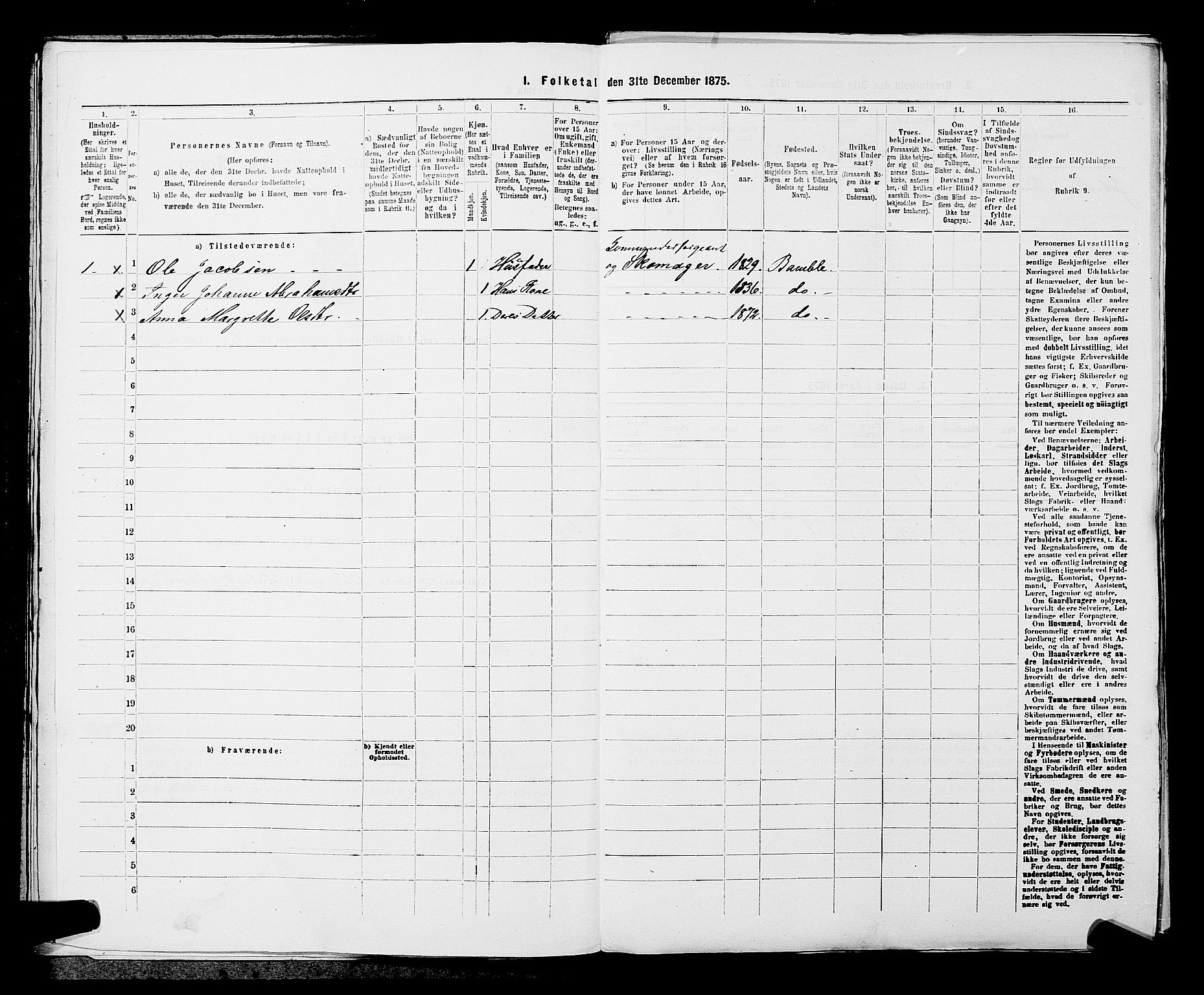 SAKO, 1875 census for 0814L Bamble/Bamble, 1875, p. 870