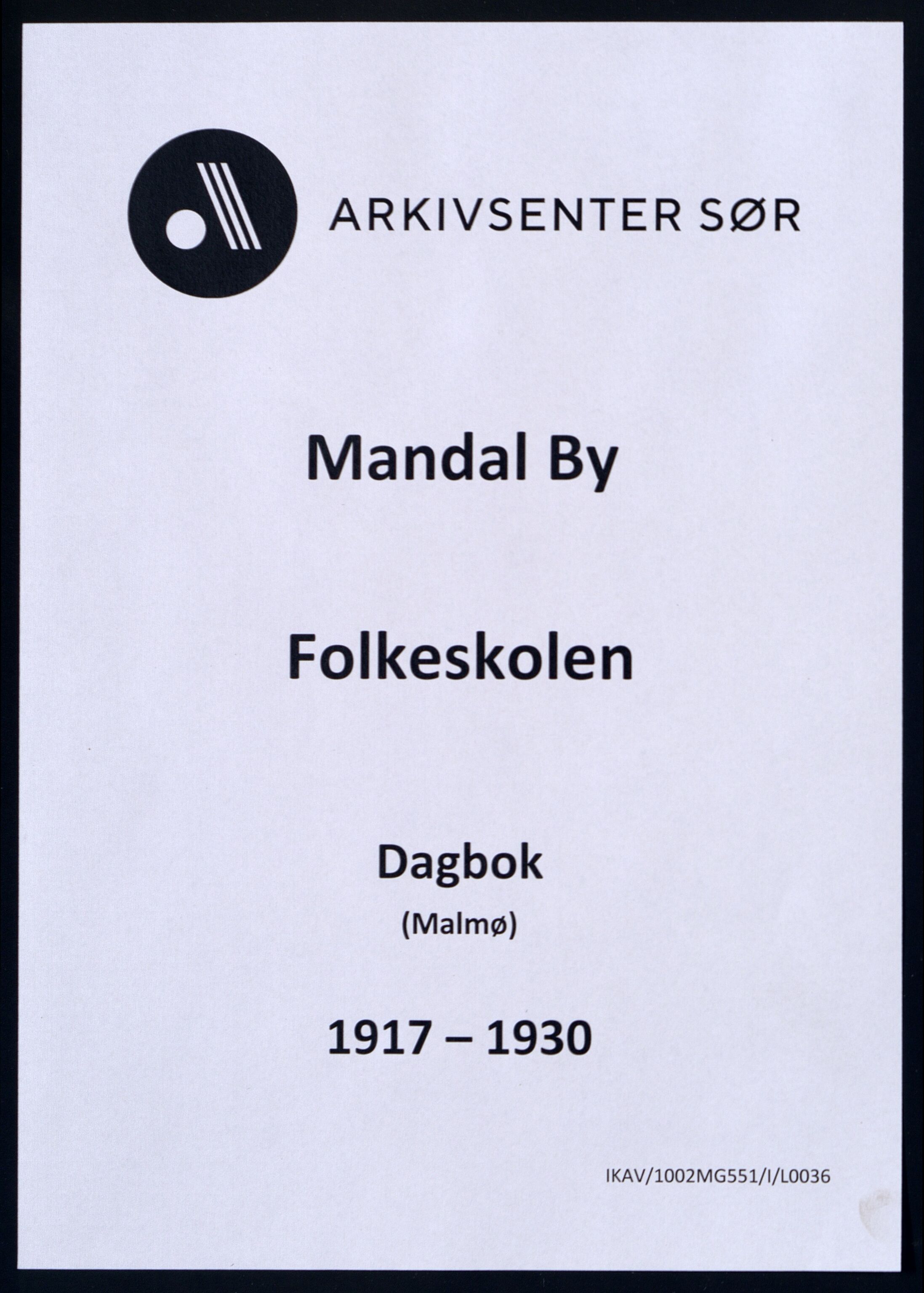 Mandal By - Mandal Allmueskole/Folkeskole/Skole, IKAV/1002MG551/I/L0036: Dagbok, 1917-1930