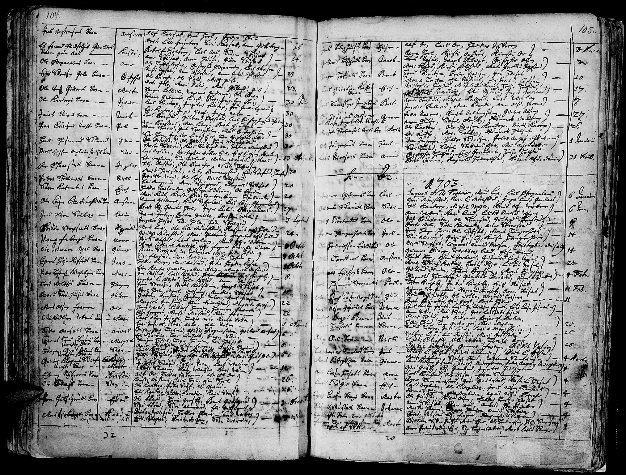 Vang prestekontor, Hedmark, AV/SAH-PREST-008/H/Ha/Haa/L0001: Parish register (official) no. 1, 1683-1713, p. 104-105