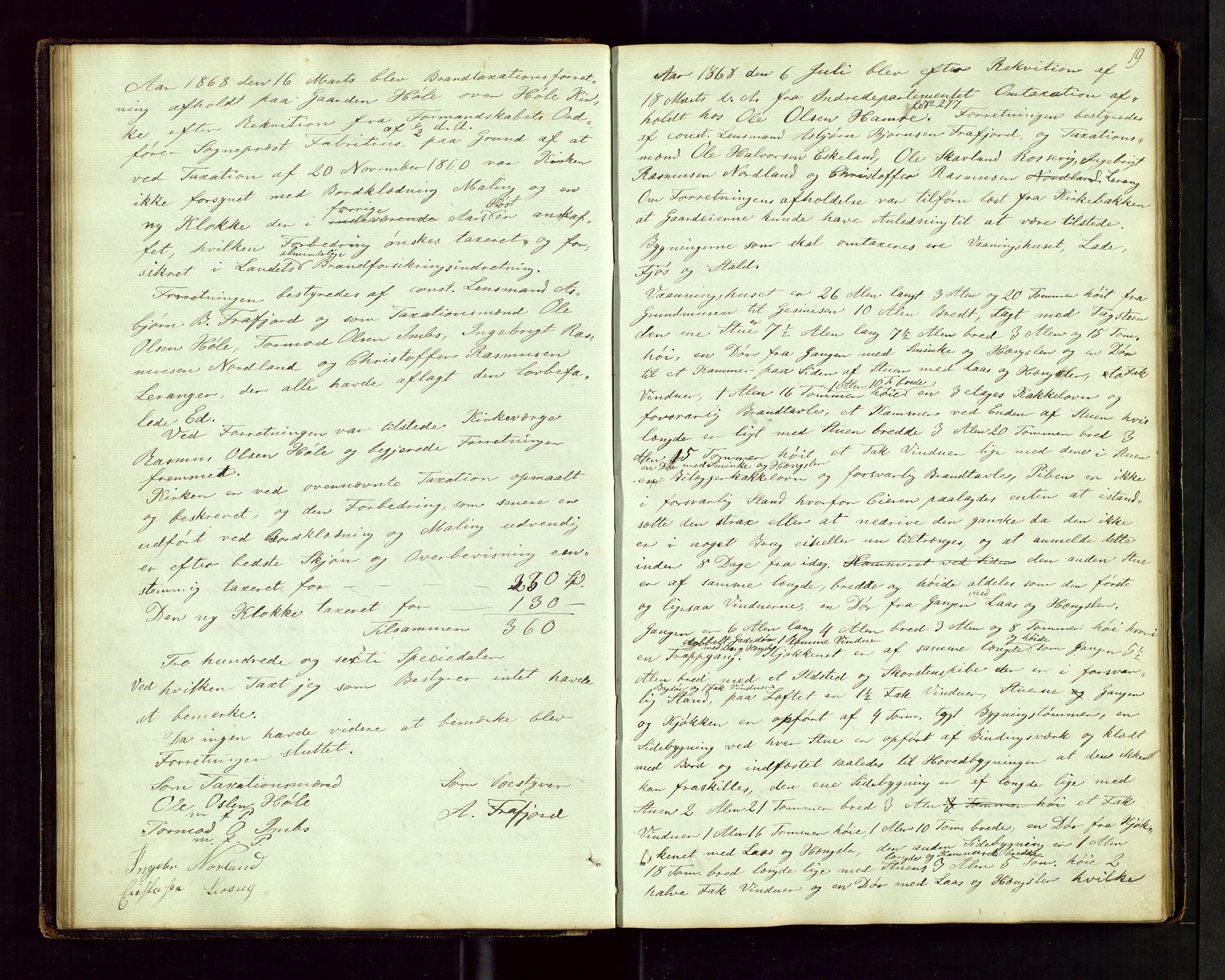 Høle og Forsand lensmannskontor, AV/SAST-A-100127/Goa/L0001: Branntakstprotokoll, 1847-1918, p. 18b-19a
