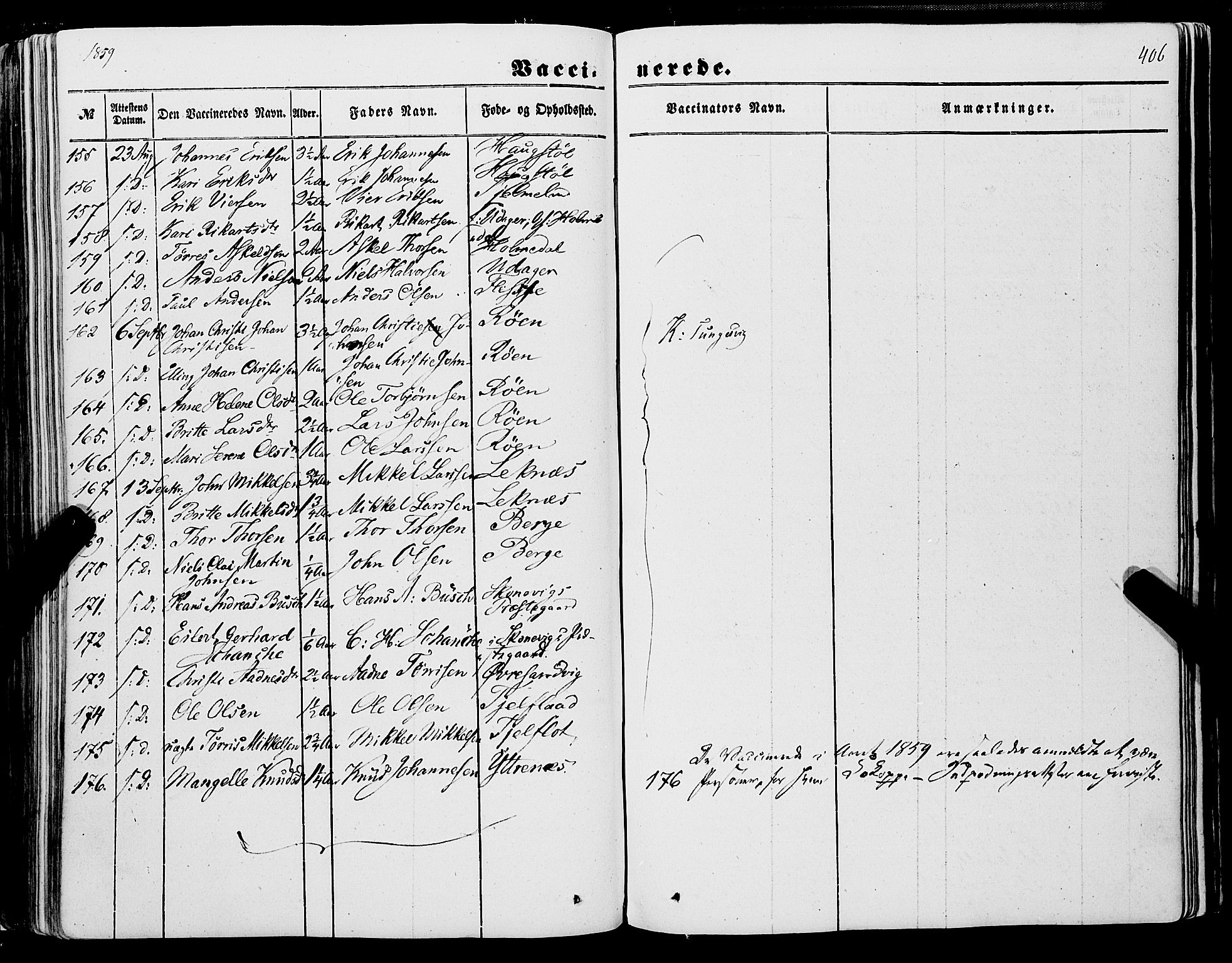 Skånevik sokneprestembete, AV/SAB-A-77801/H/Haa: Parish register (official) no. A 5II, 1848-1869, p. 406