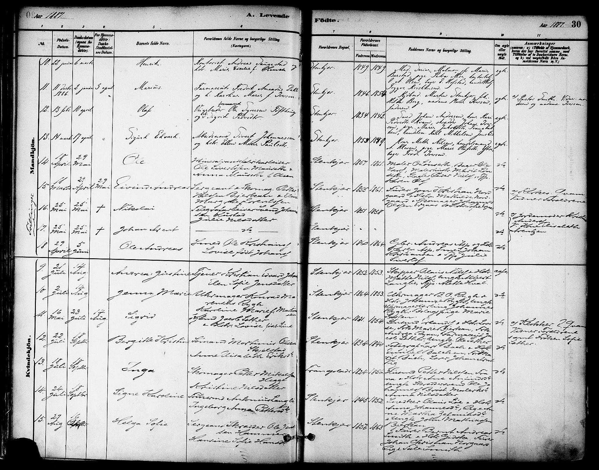 Ministerialprotokoller, klokkerbøker og fødselsregistre - Nord-Trøndelag, AV/SAT-A-1458/739/L0371: Parish register (official) no. 739A03, 1881-1895, p. 30