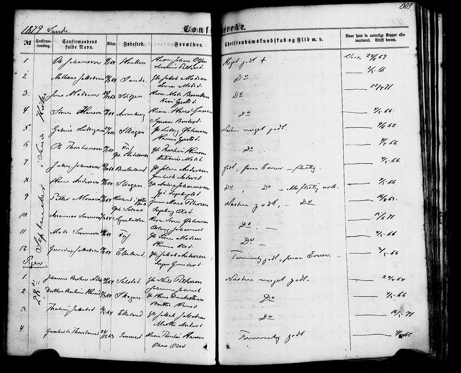 Gaular sokneprestembete, AV/SAB-A-80001/H/Haa: Parish register (official) no. A 5, 1860-1881, p. 309