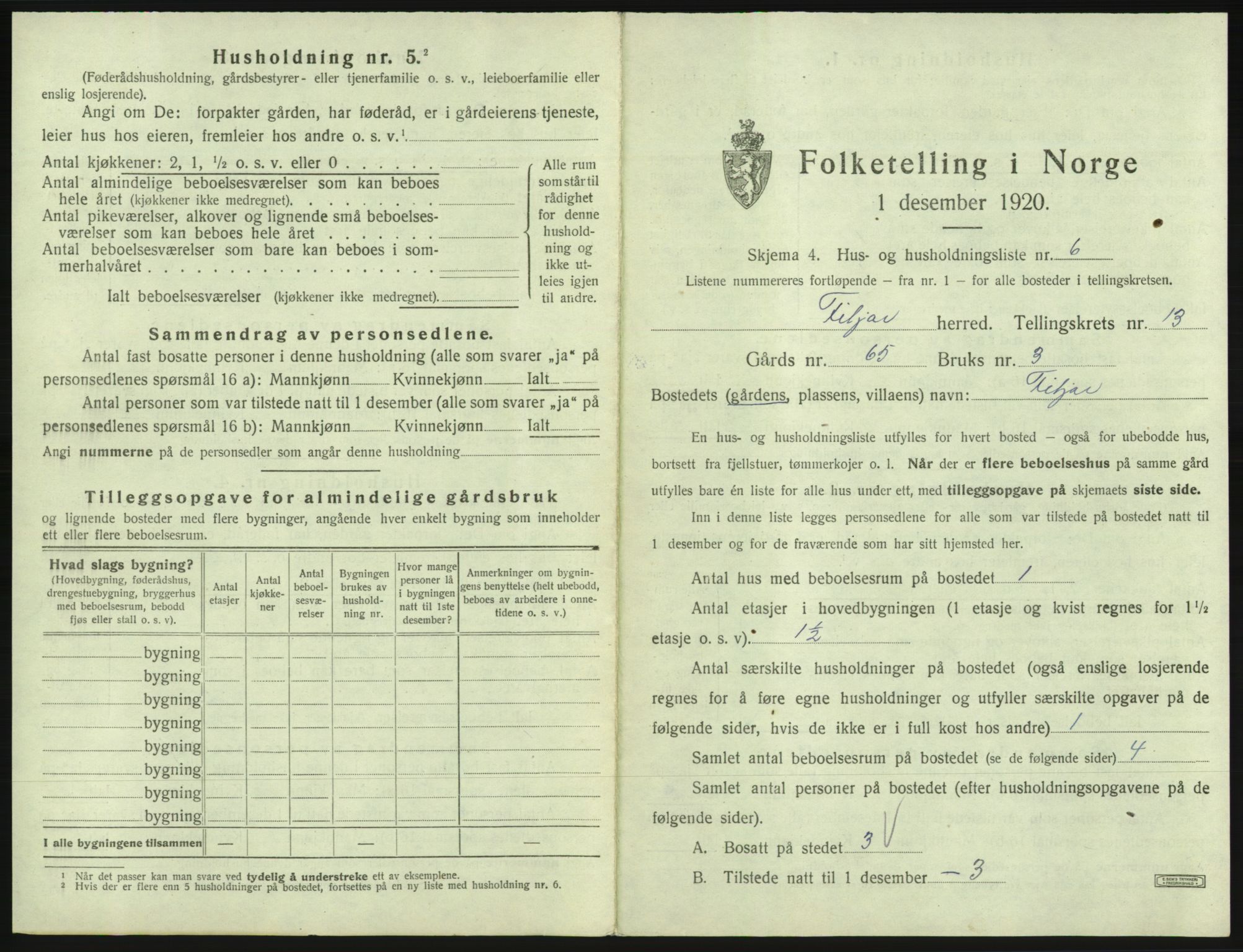 SAB, 1920 census for Fitjar, 1920, p. 736