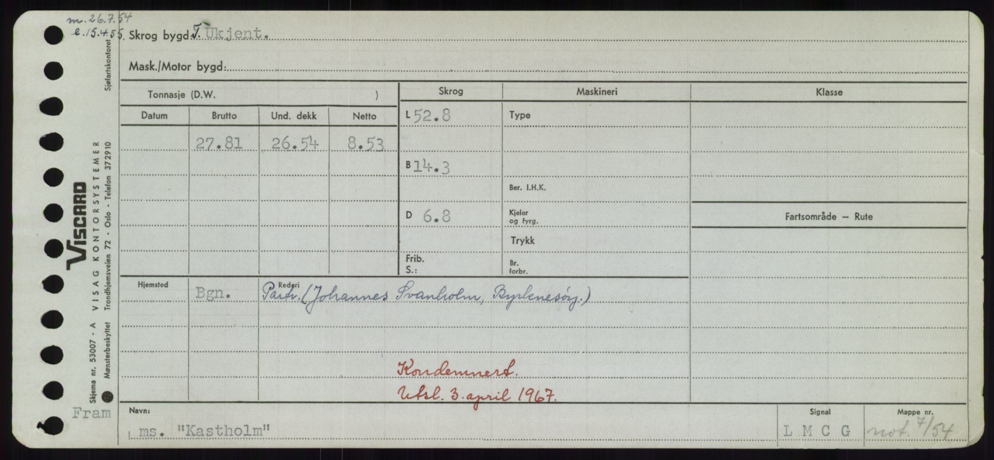 Sjøfartsdirektoratet med forløpere, Skipsmålingen, AV/RA-S-1627/H/Hd/L0020: Fartøy, K-Kon, p. 165