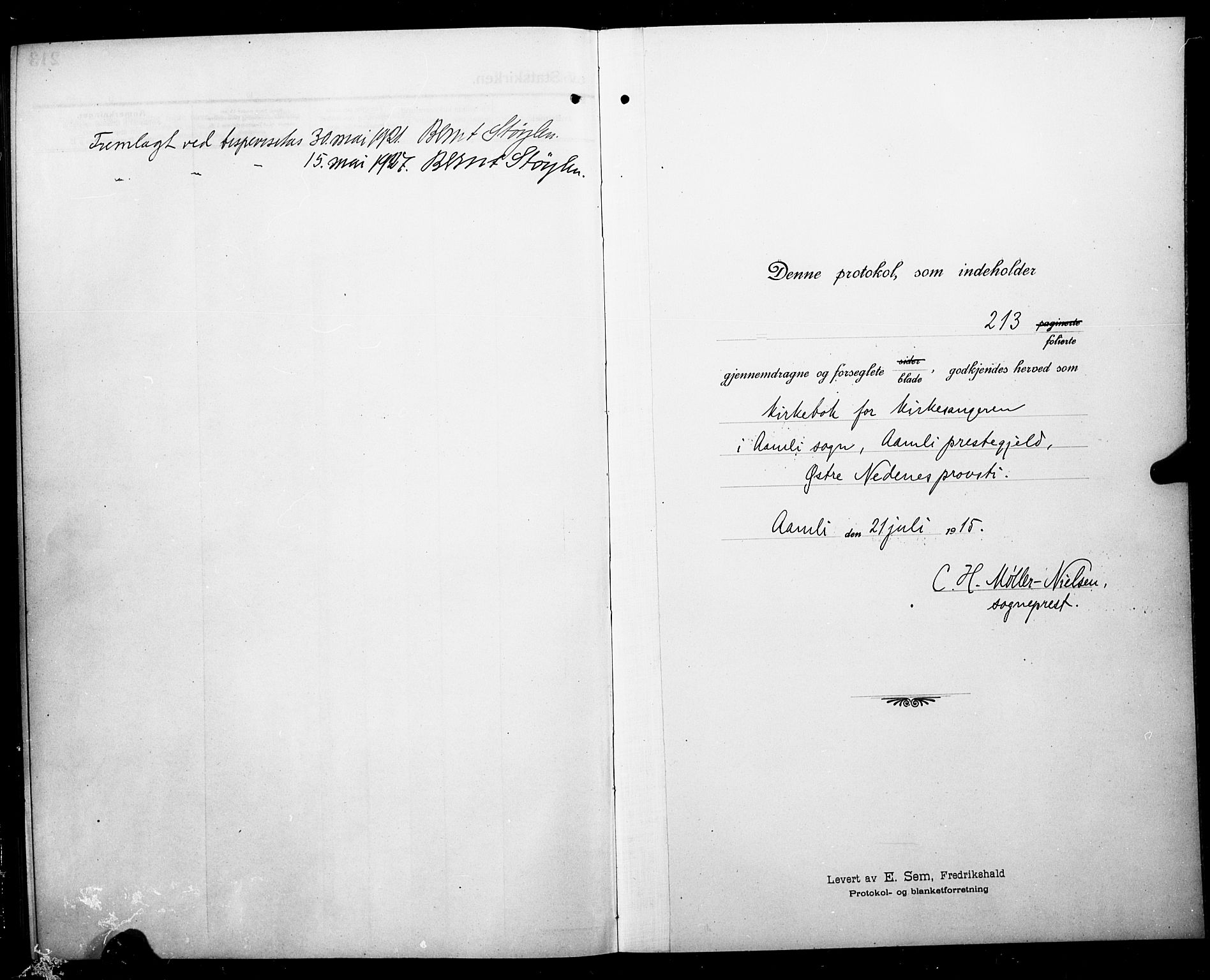 Åmli sokneprestkontor, SAK/1111-0050/F/Fb/Fbc/L0006: Parish register (copy) no. B 6, 1915-1929