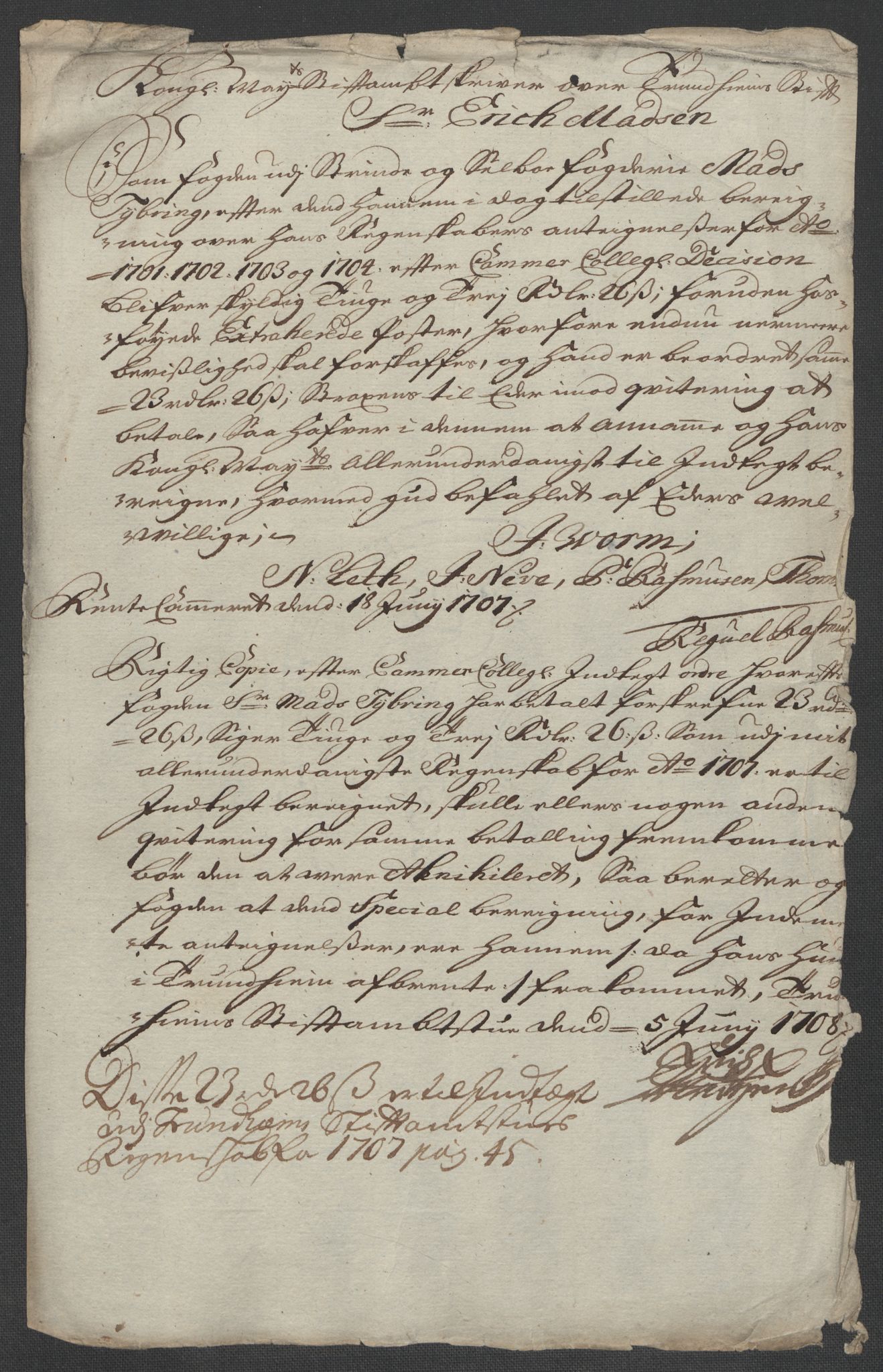 Rentekammeret inntil 1814, Reviderte regnskaper, Fogderegnskap, AV/RA-EA-4092/R61/L4109: Fogderegnskap Strinda og Selbu, 1704-1706, p. 261