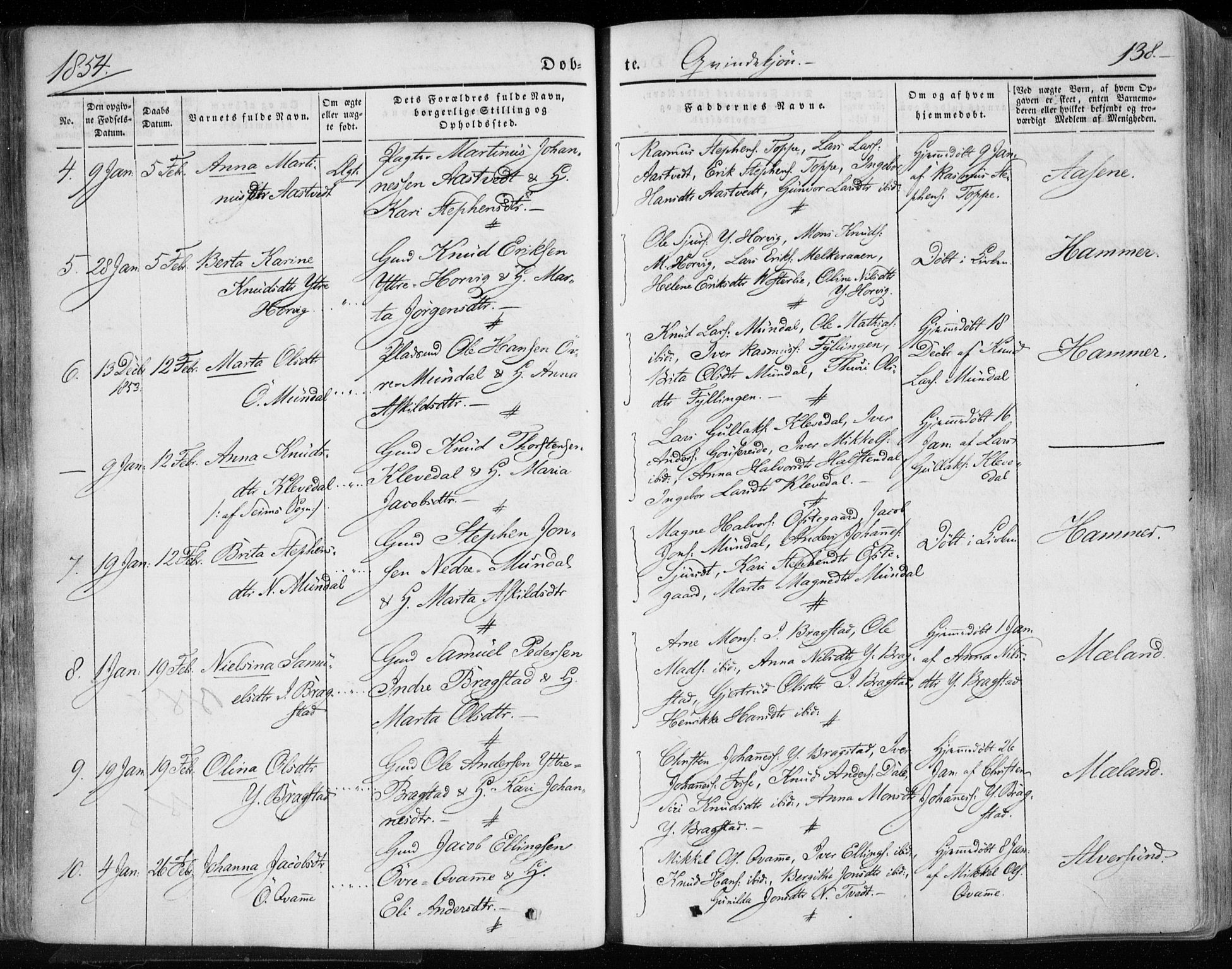 Hamre sokneprestembete, AV/SAB-A-75501/H/Ha/Haa/Haaa/L0013: Parish register (official) no. A 13, 1846-1857, p. 138