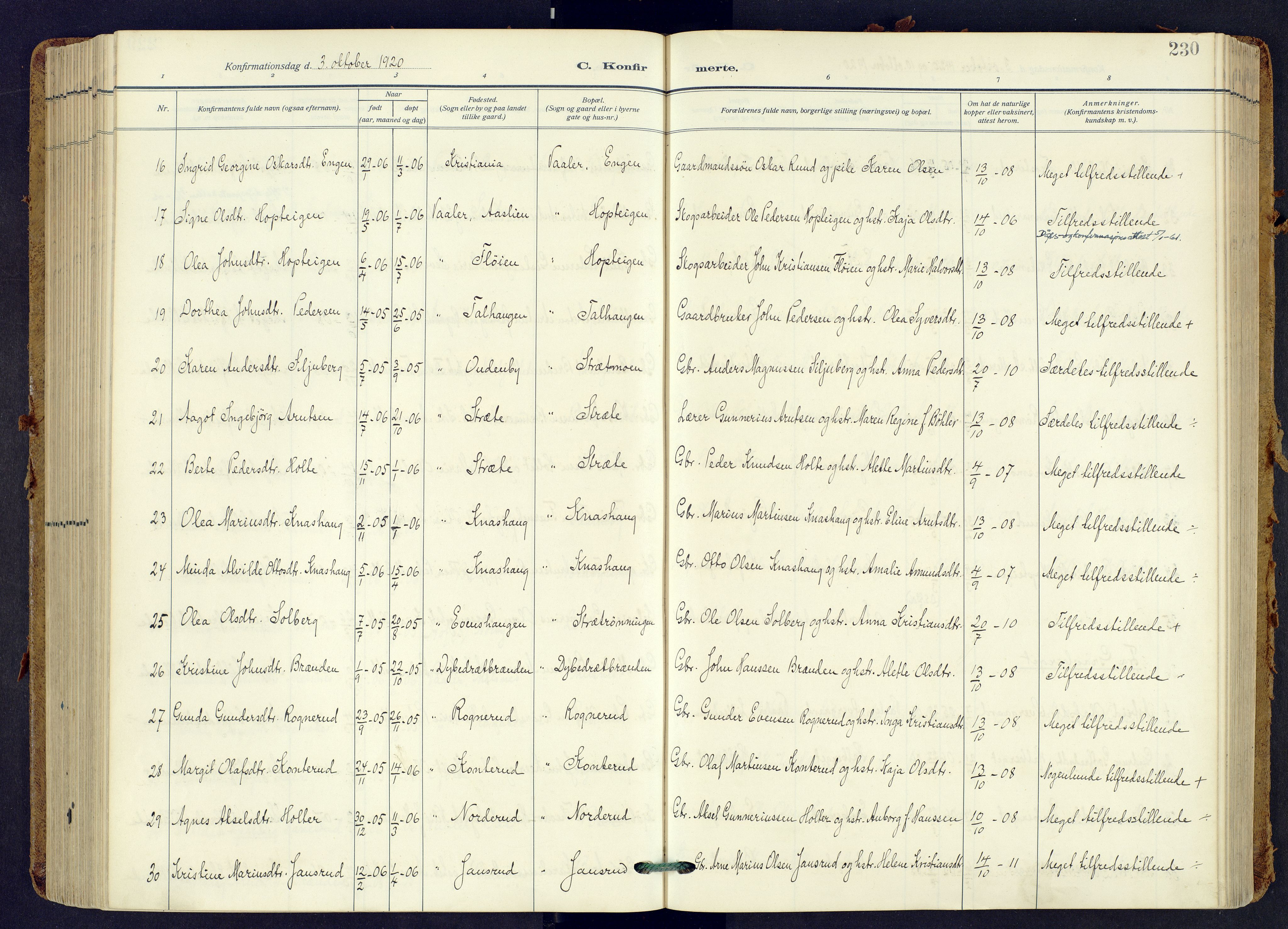 Våler prestekontor, Hedmark, AV/SAH-PREST-040/H/Ha/Haa/L0009: Parish register (official) no. 9, 1912-1940, p. 230