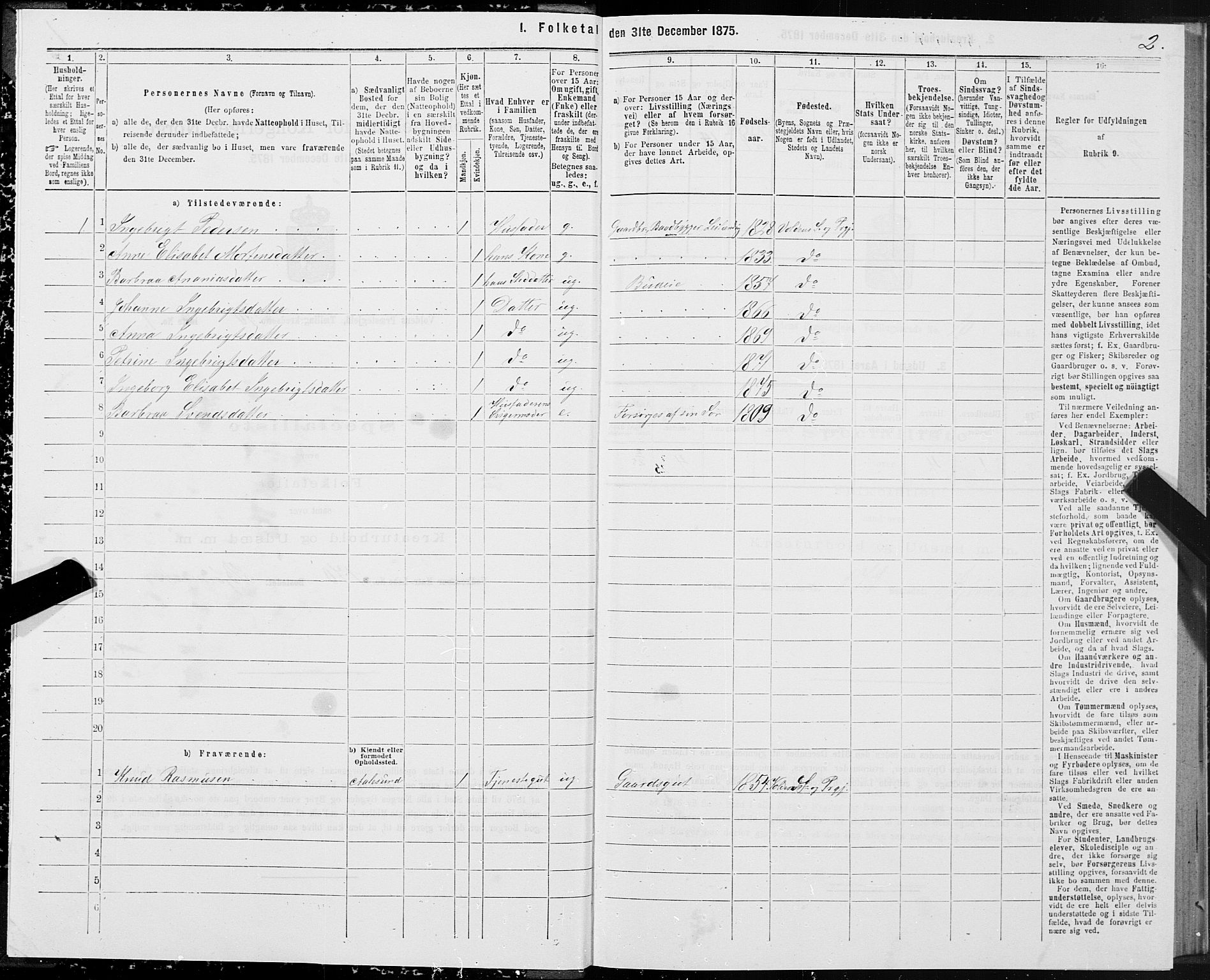 SAT, 1875 census for 1519P Volda, 1875, p. 6002