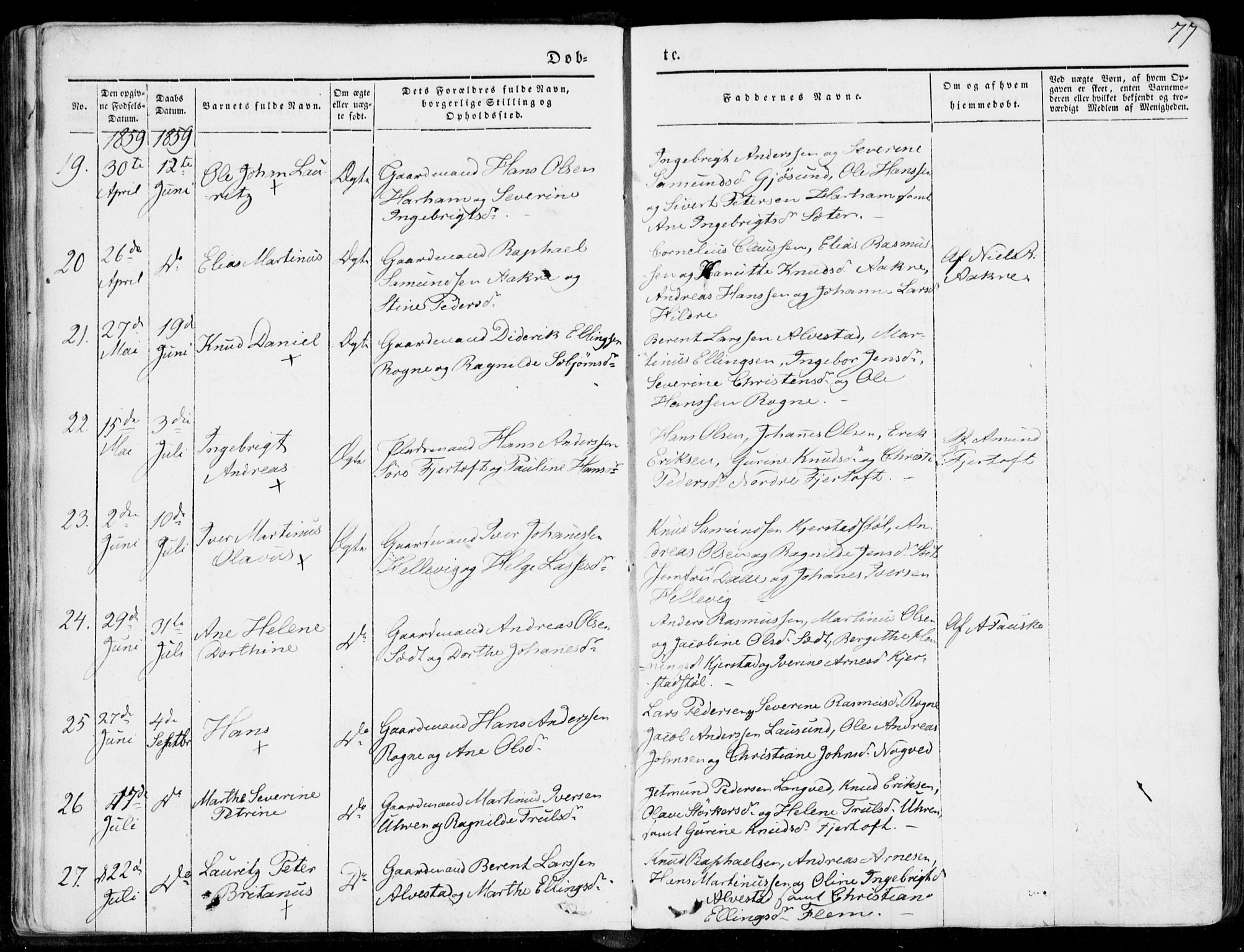 Ministerialprotokoller, klokkerbøker og fødselsregistre - Møre og Romsdal, SAT/A-1454/536/L0497: Parish register (official) no. 536A06, 1845-1865, p. 77