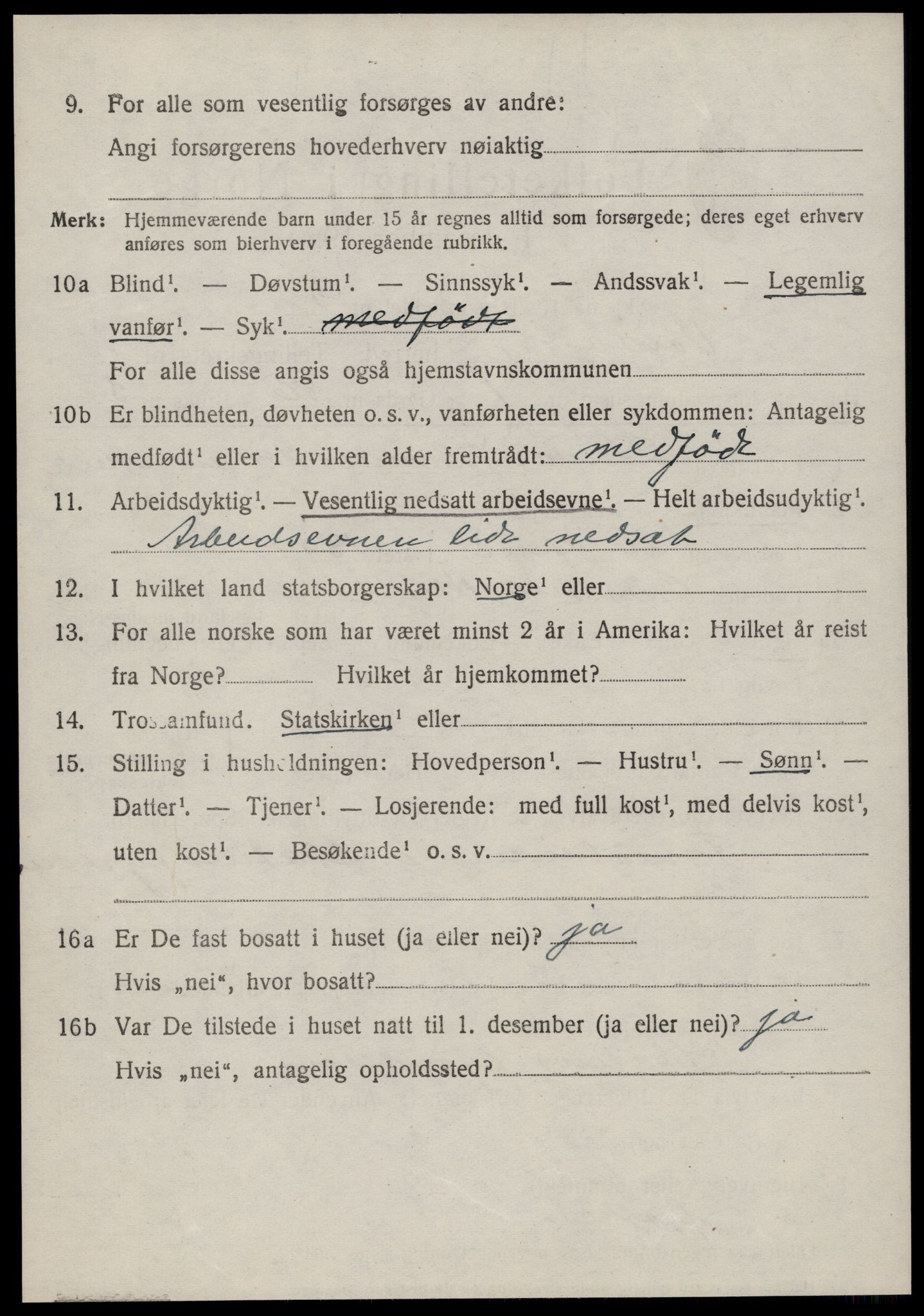 SAT, 1920 census for Volda, 1920, p. 9863