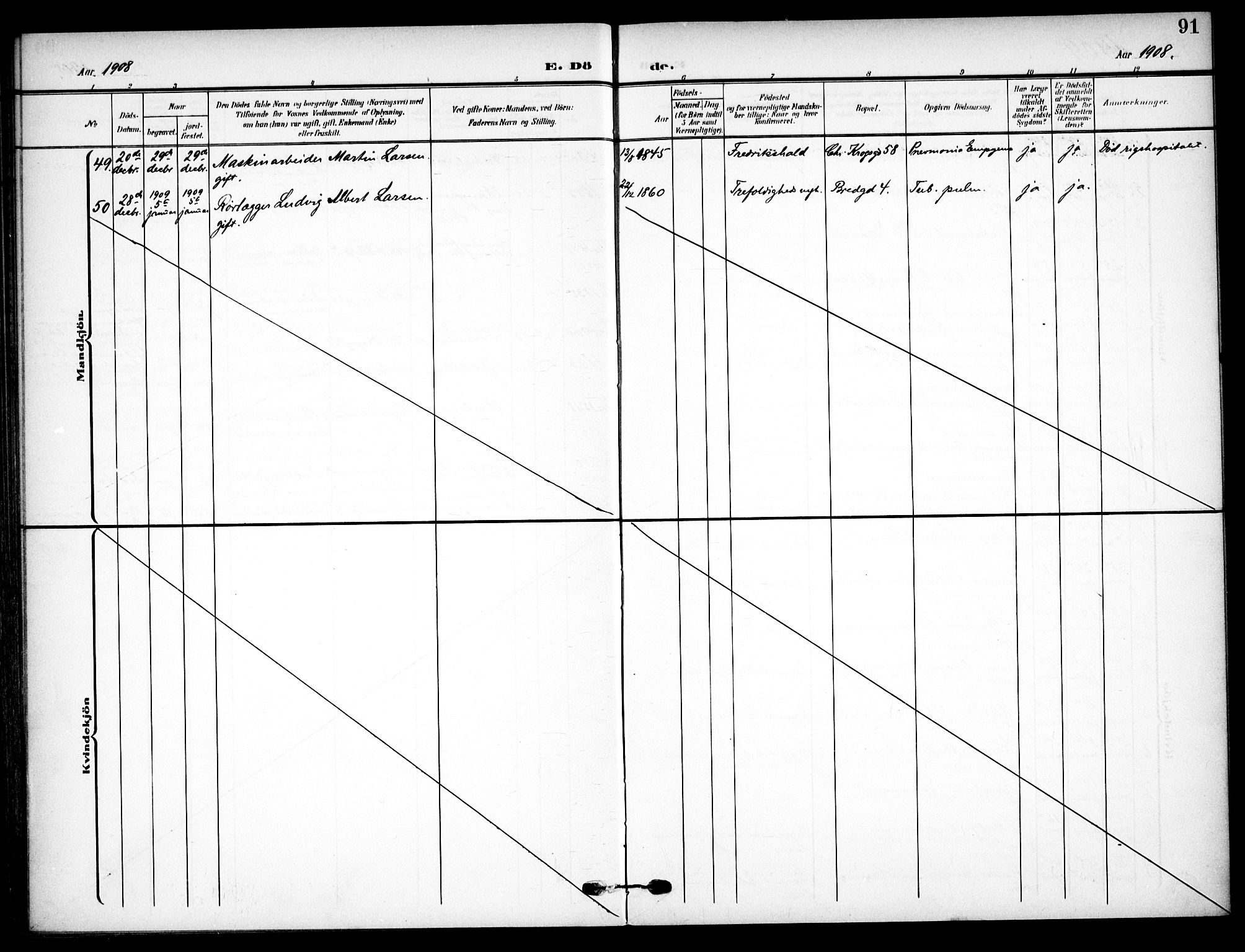 Vaterland prestekontor Kirkebøker, AV/SAO-A-10880/F/Fa/L0002: Parish register (official) no. 2, 1907-1921, p. 91