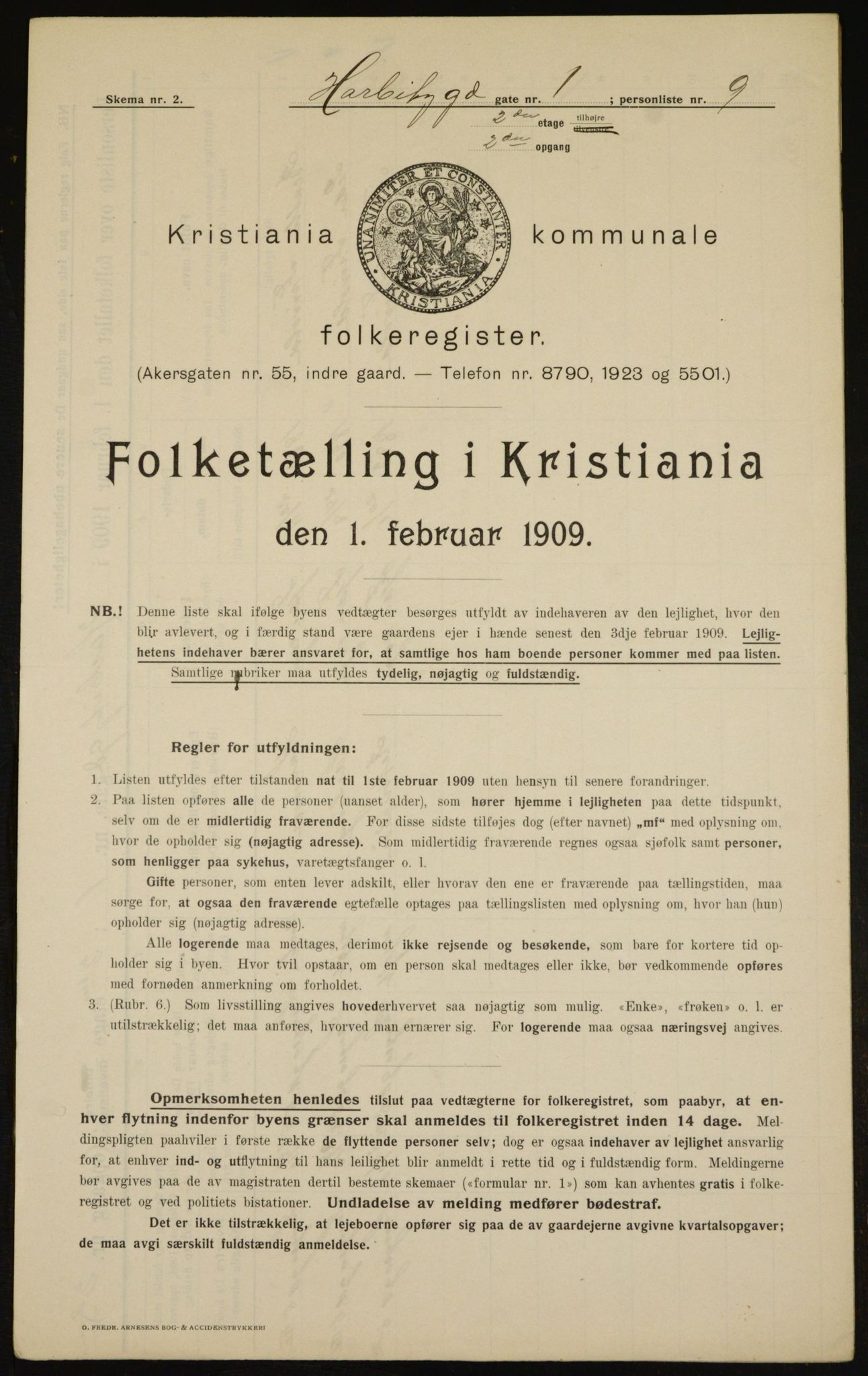 OBA, Municipal Census 1909 for Kristiania, 1909, p. 73306