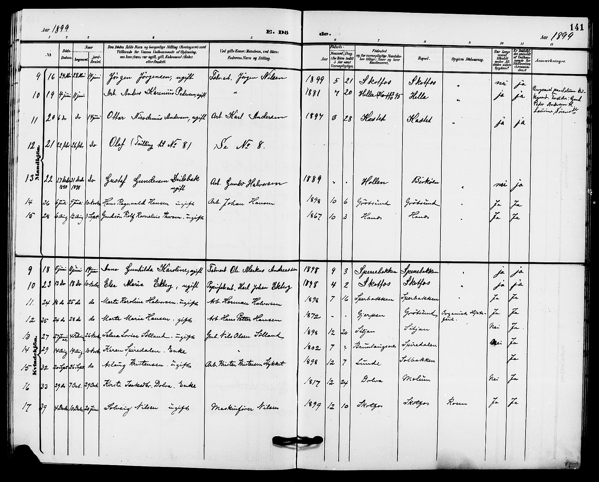 Solum kirkebøker, AV/SAKO-A-306/G/Gb/L0004: Parish register (copy) no. II 4, 1898-1905, p. 141