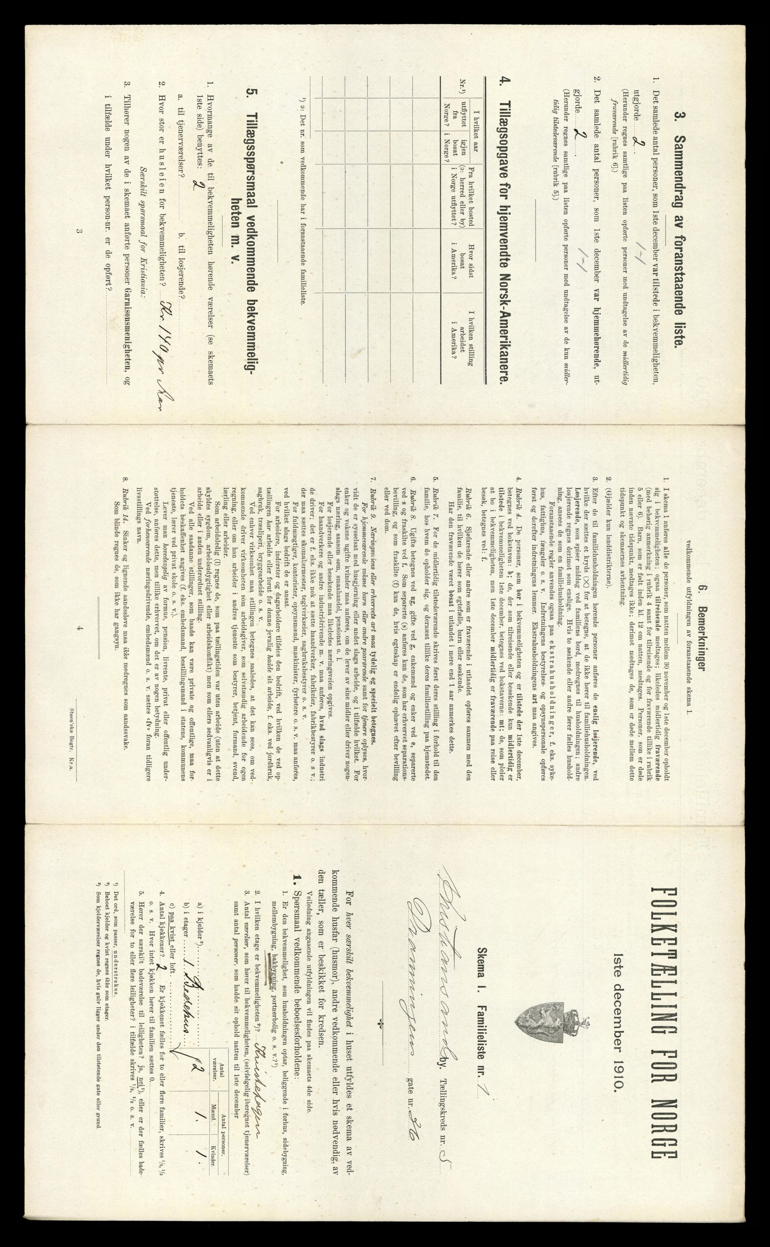 RA, 1910 census for Kristiansand, 1910, p. 1184