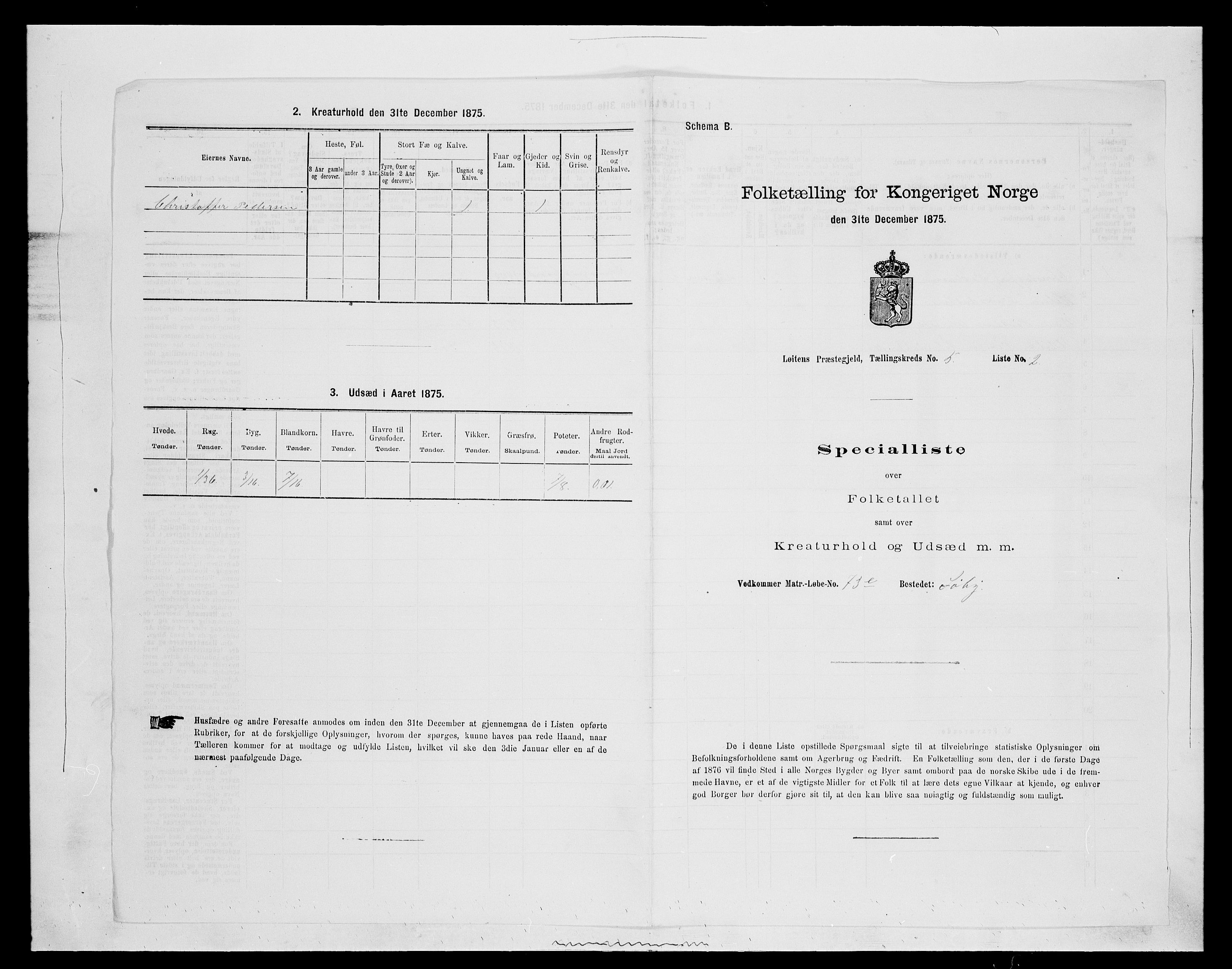 SAH, 1875 census for 0415P Løten, 1875, p. 1034