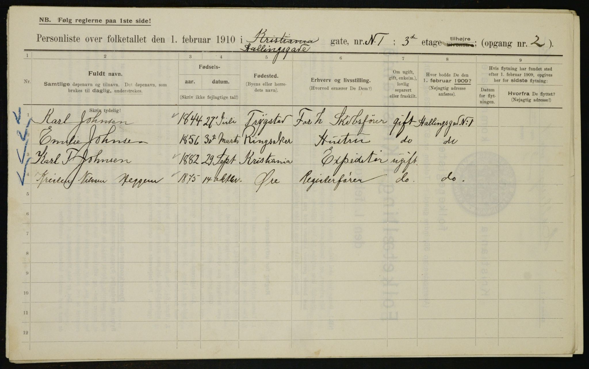 OBA, Municipal Census 1910 for Kristiania, 1910, p. 31974