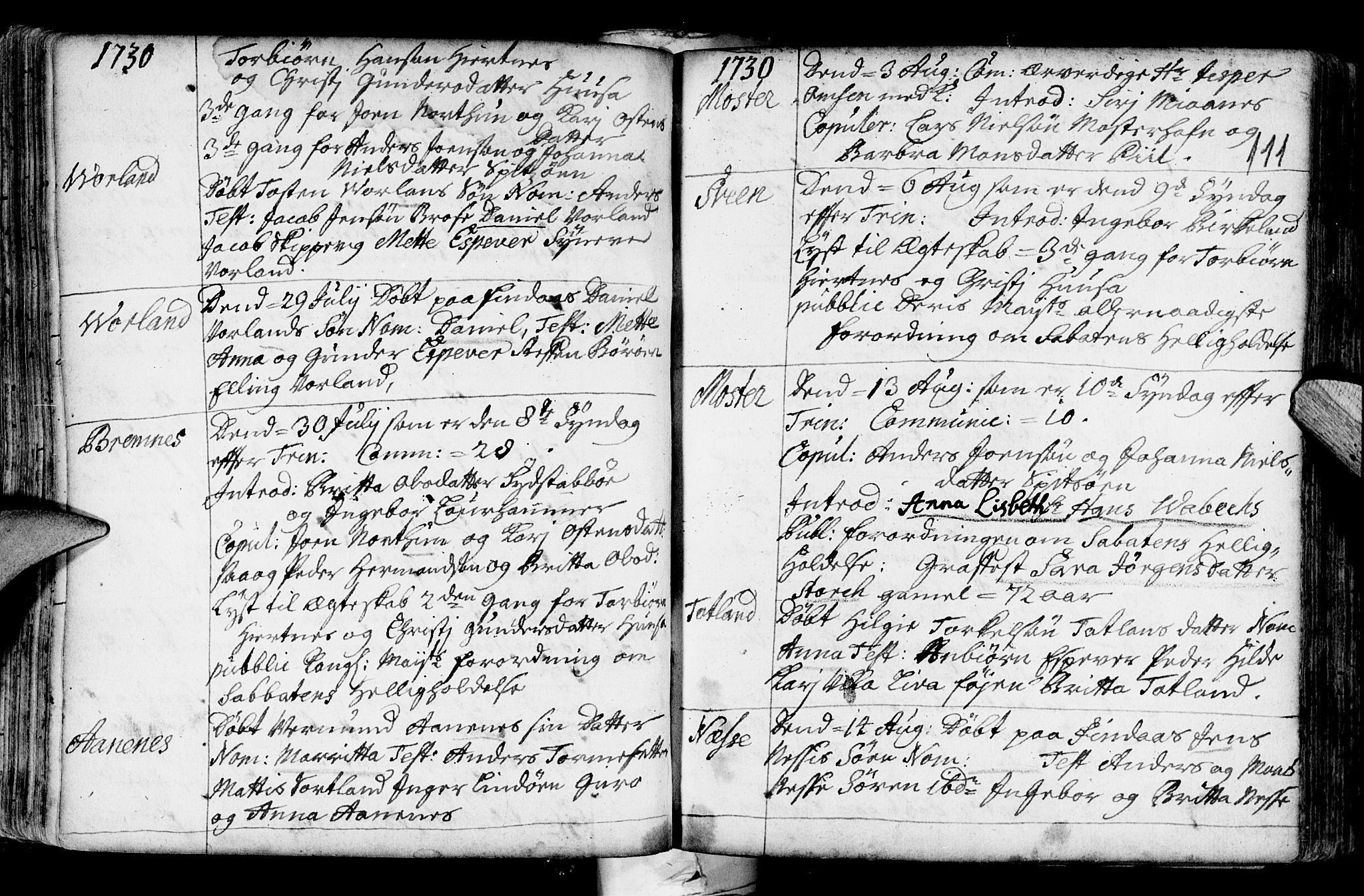 Finnås sokneprestembete, AV/SAB-A-99925/H/Ha/Haa/Haaa/L0001: Parish register (official) no. A 1, 1718-1744, p. 111