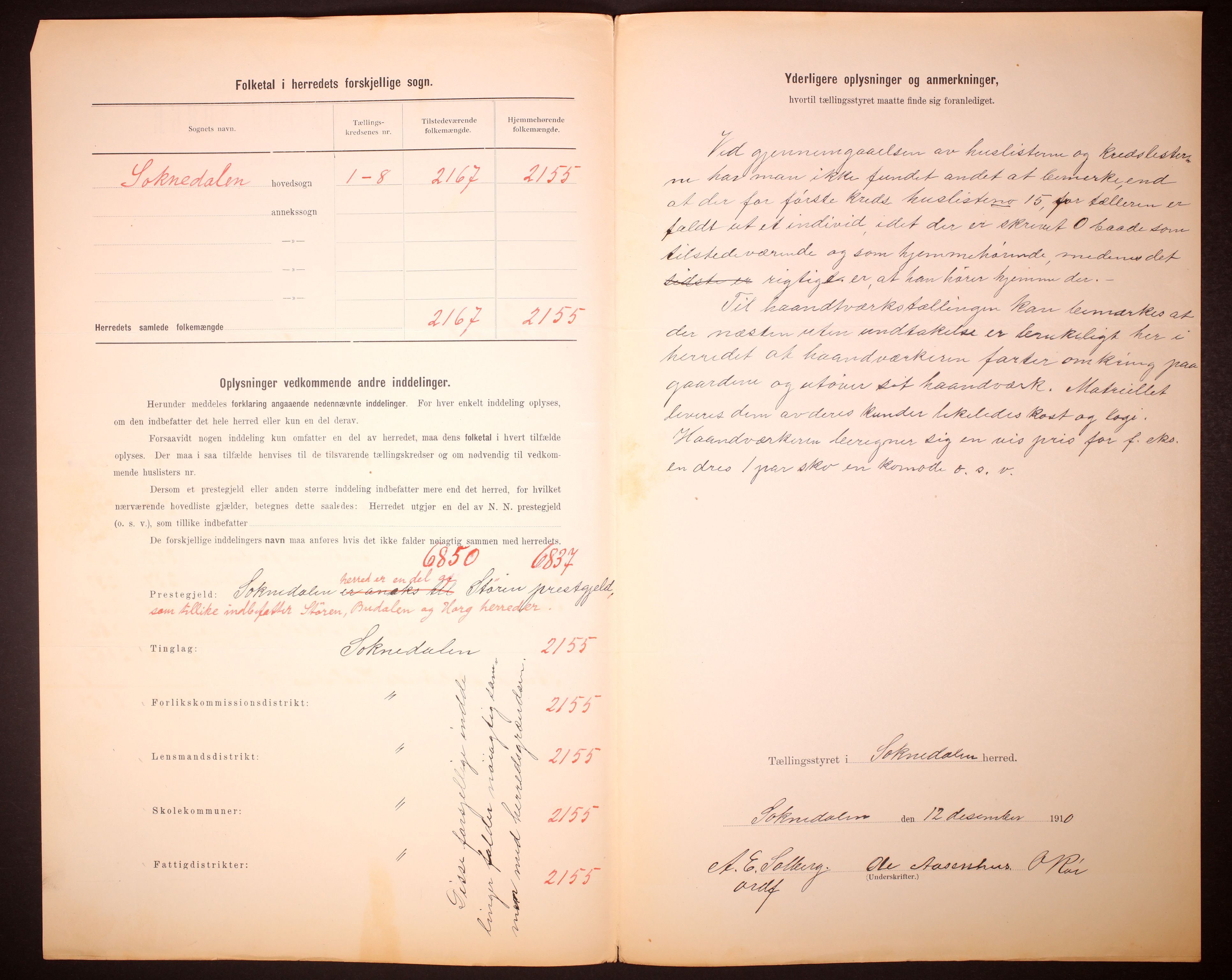 RA, 1910 census for Soknedal, 1910, p. 3